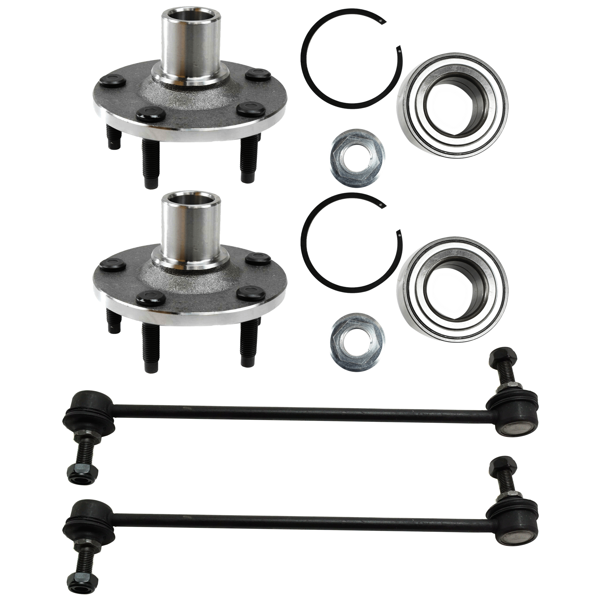 AM ESCAPE 01-09 FRONT SUSPENSION KIT RH AND LH 5 Studs 5 x 114.53 mm PCD Bolt Pattern w Bearing Snap Ring and Nut 4 pc Kit with Sway Bar Link and Wheel Hub SKU KIT 061924-05 OEM 1015090-2651747-5451500-545153