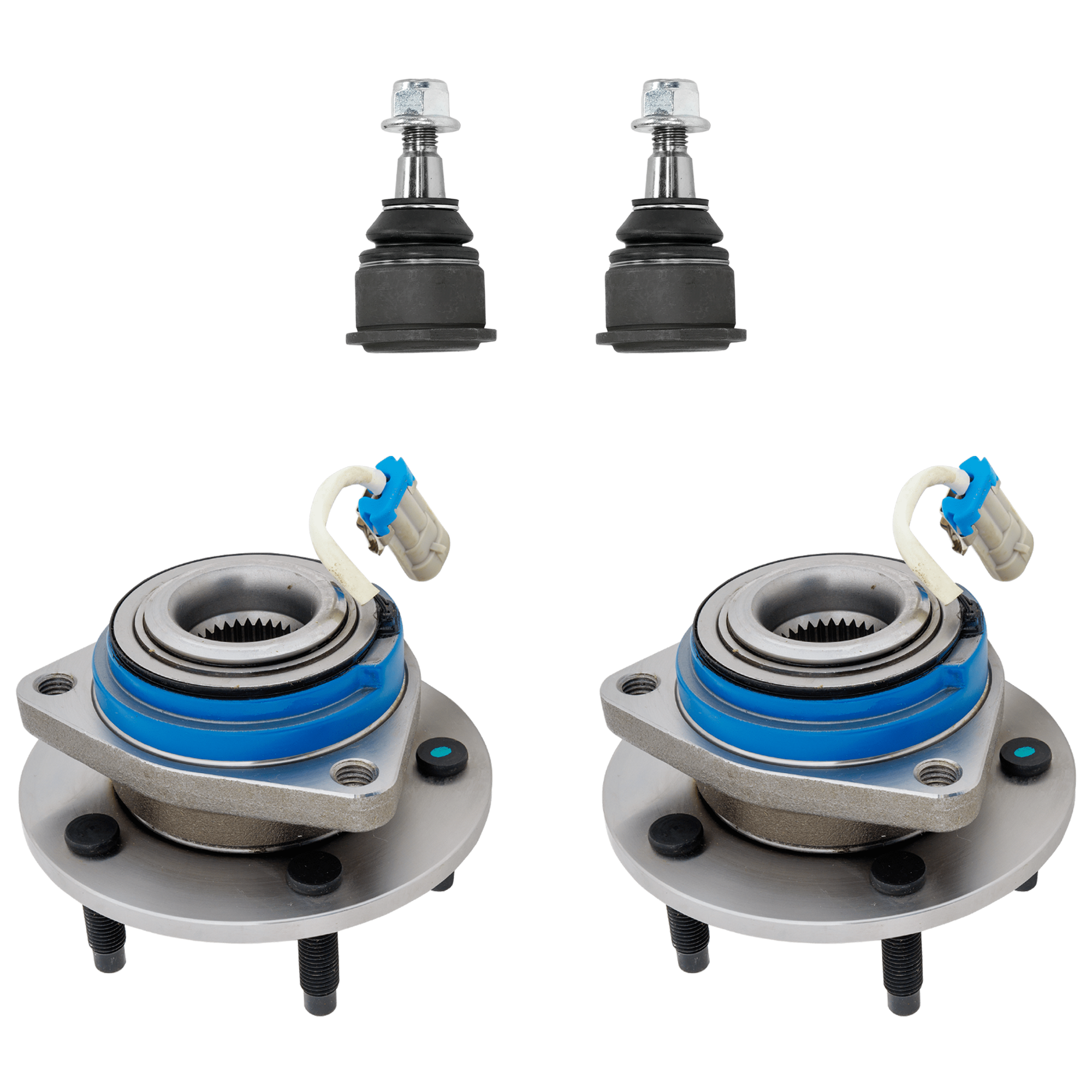 AM CENTURY 97-01 RENDEZVOUS 02-06 FRONT AND REAR HUB ASSEMBLY RH AND LH 5 Studs 5 x 4.53 in. Bolt Pattern w ABS Ball Joint 4 pc kit SKU KIT 061924-11