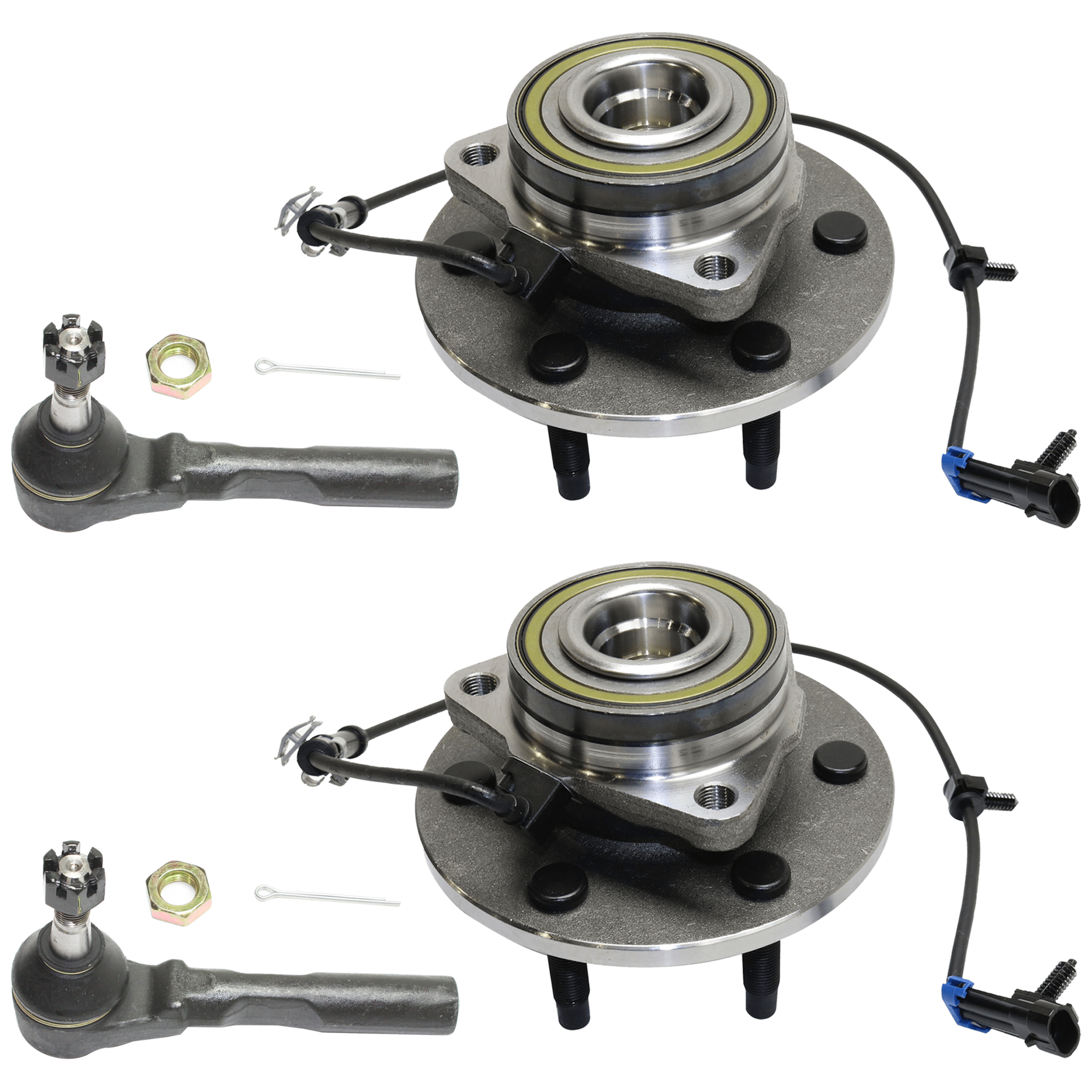 AM SILVERADO SIERRA 1500-98-07 FRONT SUSPENSION KIT RH AND LH 4 pc Kit with Tie Rod End and Wheel Hub SKU KIT 061924-21 OEM 26076544-515054-715053-715054