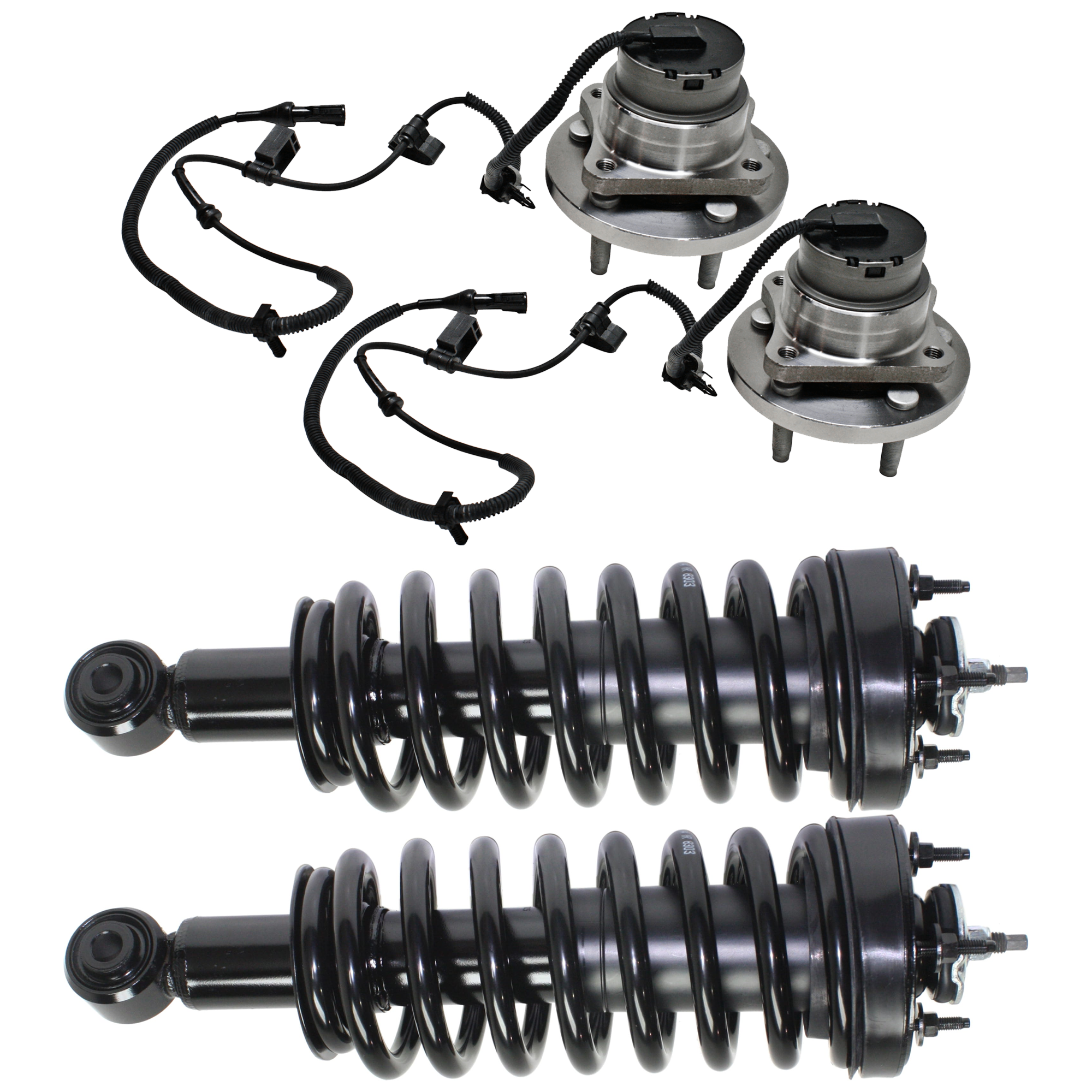 AM CROWN VICTORIA TOWN CAR GRAND MARQUIS 03-11 FRONT SUSPENSION KIT RH AND LH 4 pc Kit with Shock Absorber and Strut Assembly and Wheel Hub SKU KIT 061924-28 OEM BW7Z18125B 7W7Z18124D 5W1Z1104