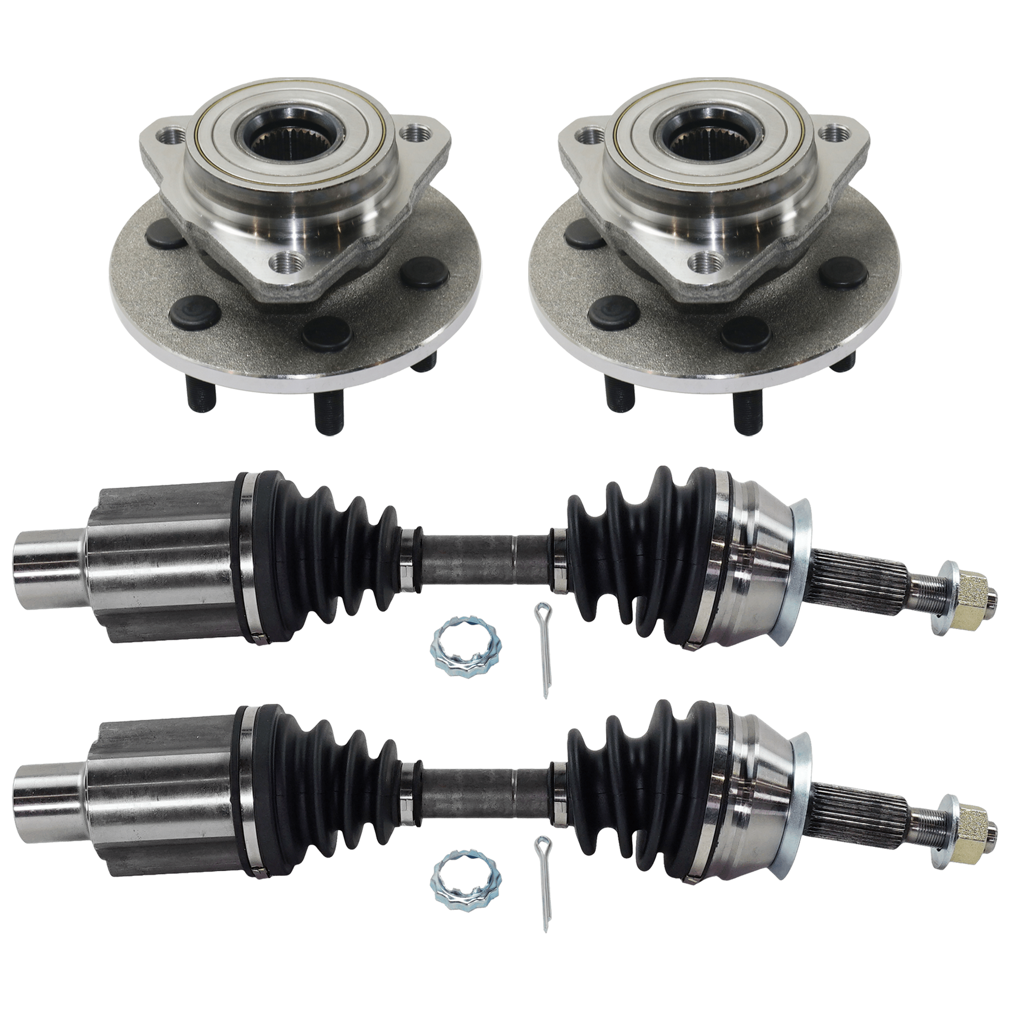 AM DAKOTA DURANGO 00-01 FRONT SUSPENSION KIT RH AND LH 4 pc kit with Axle Assembly and Wheel Hub SKU KIT 061924-63 OEM 52069361AC