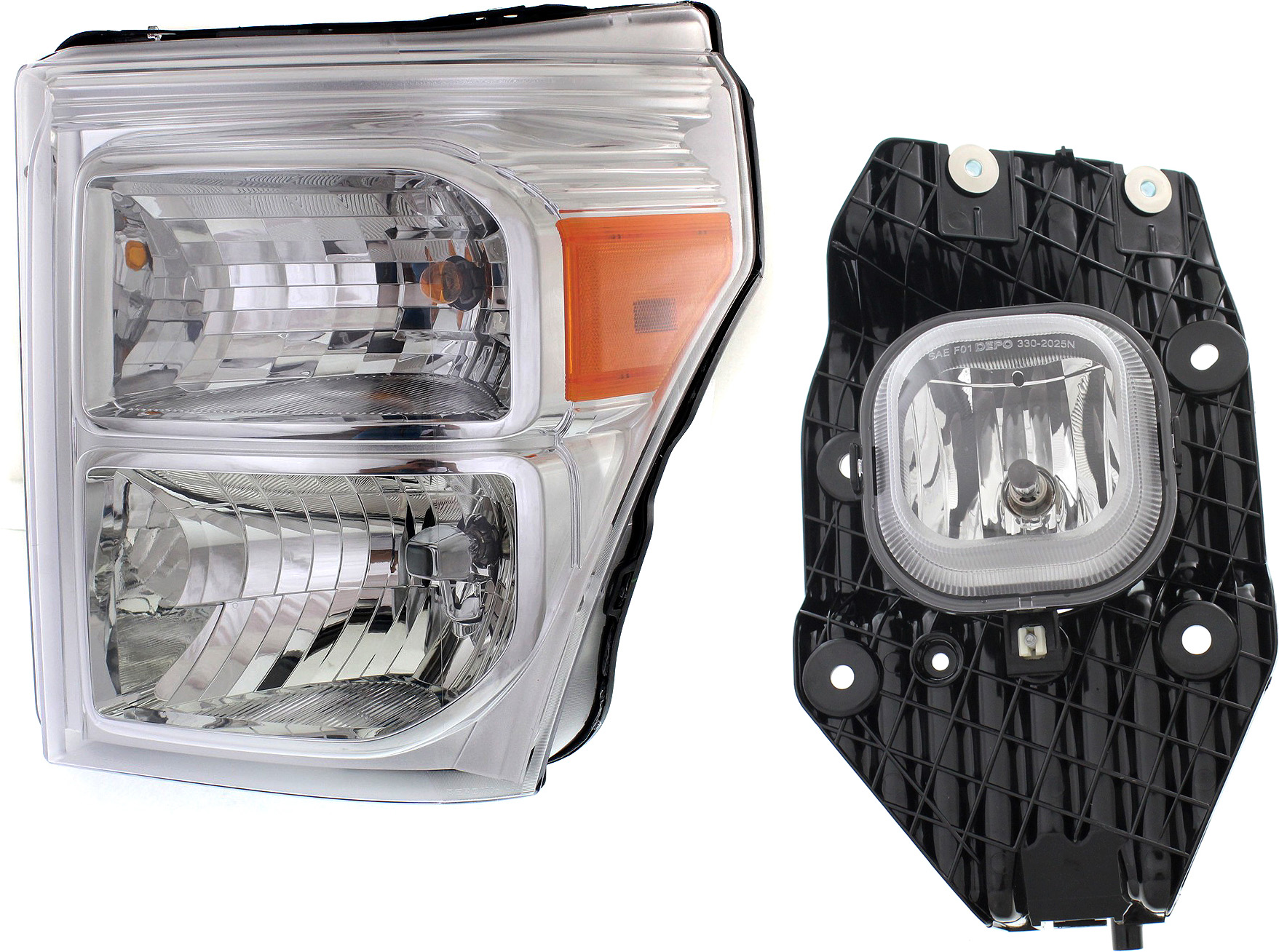 AM F SERIES SUPER DUTY 11-16 HEAD LAMP LH Assembly Halogen 2 pc Kit with Fog Light SKU KIT 062017-14 Partslink FO2502290C FO2592230C OEM BC3Z13008F BC3Z15201A