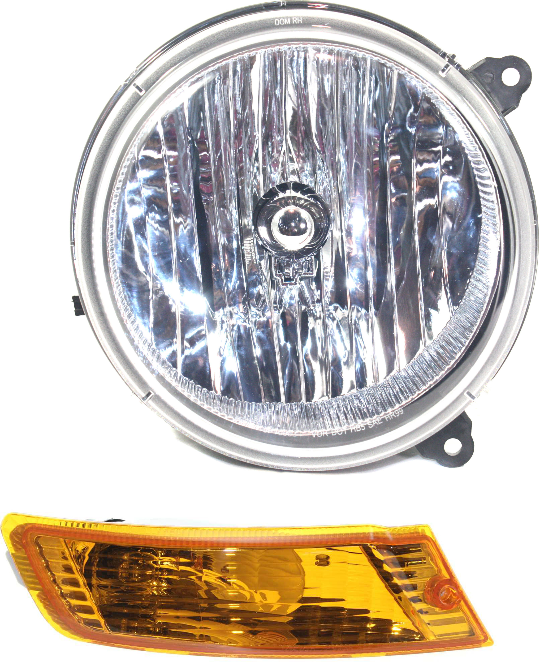 AM LIBERTY 05-07 HEAD LAMP RH Assembly Halogen 2 pc Kit with Turn Signal Light SKU KIT 062017-43 Partslink CH2503156 CH2521143 OEM 55157140AA 55156766AE