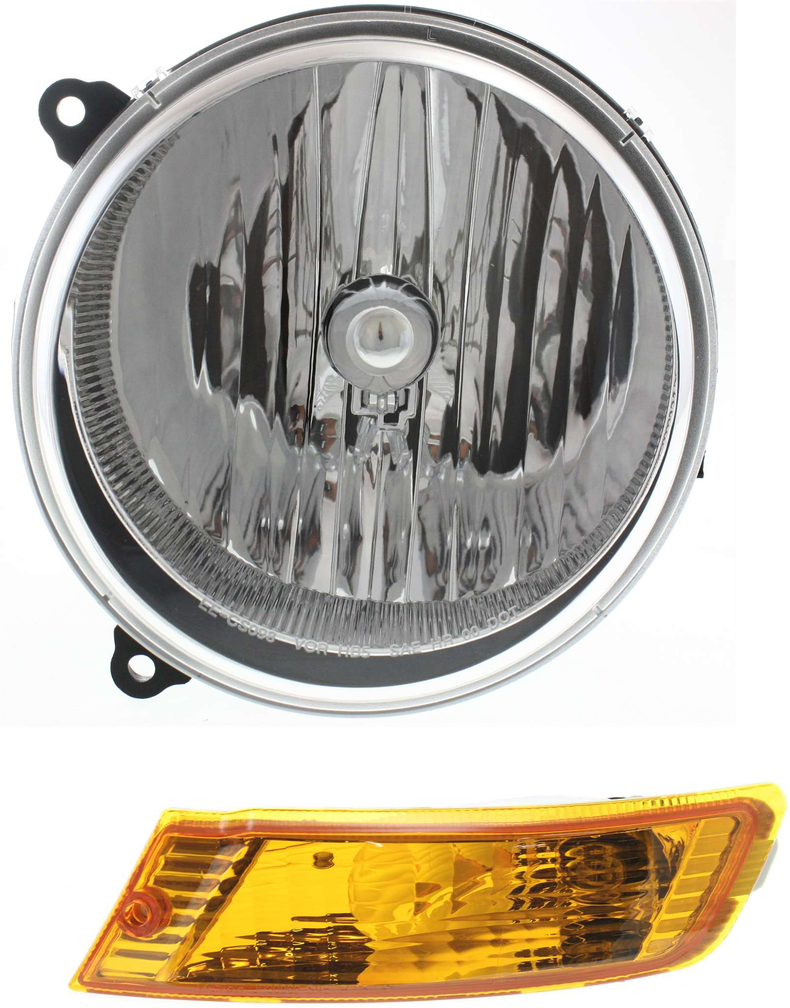 AM LIBERTY 05-07 HEAD LAMP LH Assembly Halogen 2 pc Kit with Turn Signal Light SKU KIT 062017-44 Partslink CH2502156 CH2520143 OEM 55157141AA 55156767AE