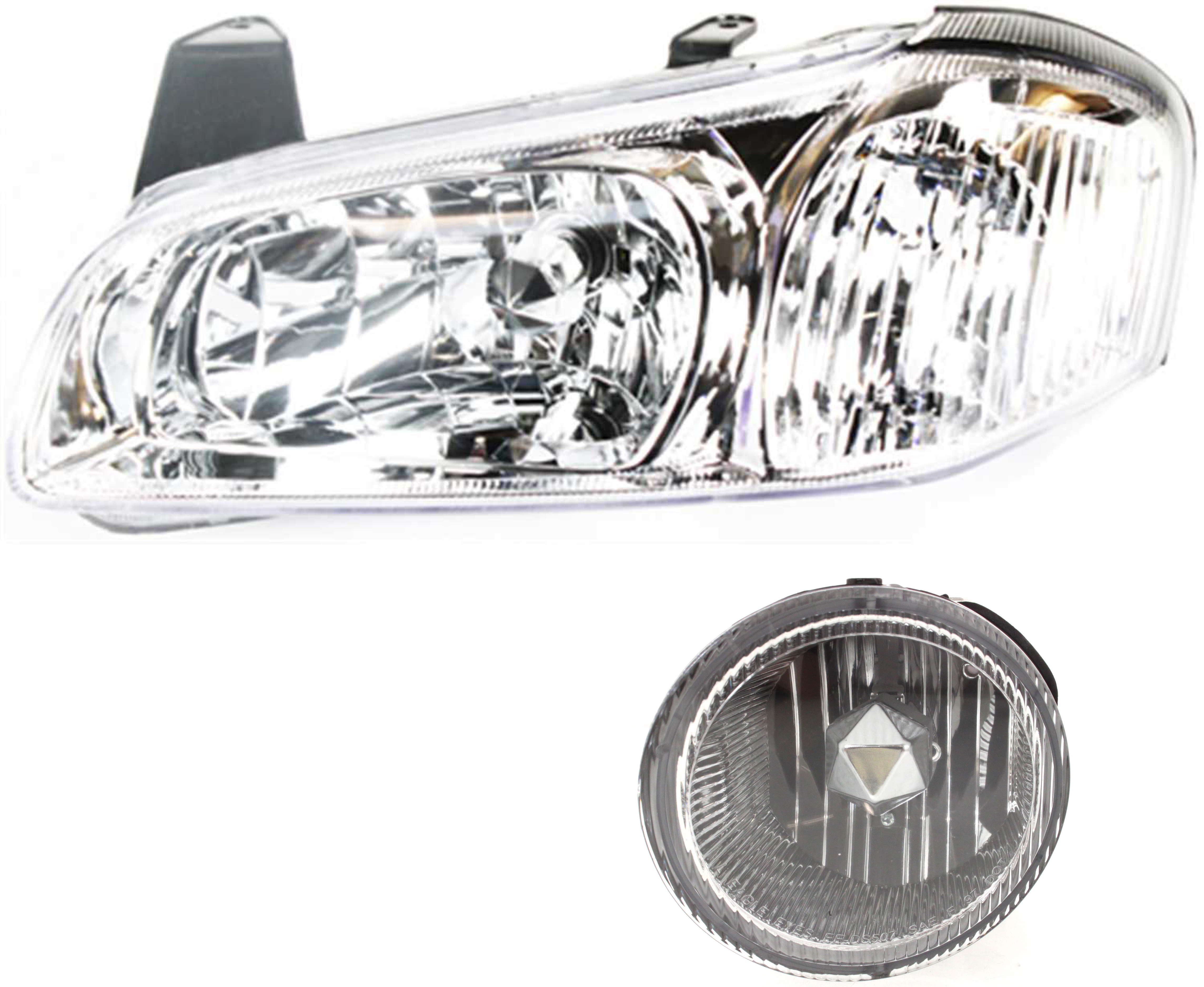 AM MAXIMA 00-01 HEAD LAMP LH Assembly Halogen 2 pc Kit with Fog Light SKU KIT 062017-48 Partslink NI2502132 NI2592103 OEM 260602Y926-261552Y925
