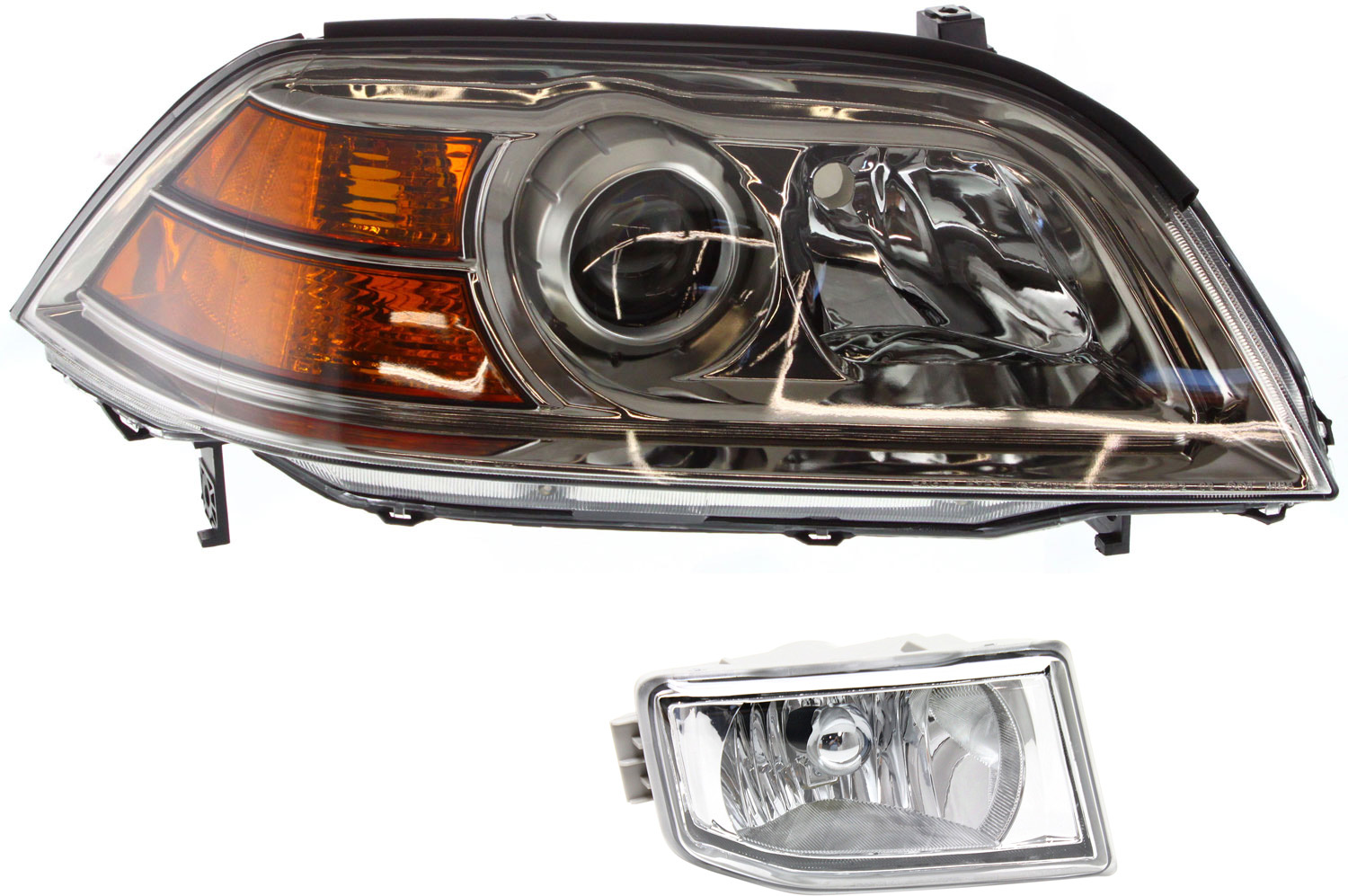 AM MDX 04-06 HEAD LAMP RH Lens and Housing Halogen 2 pc Kit with Fog Light SKU KIT 062017-63 Partslink AC2519107 AC2593105 OEM 33101S3VA12-33901S3VA11