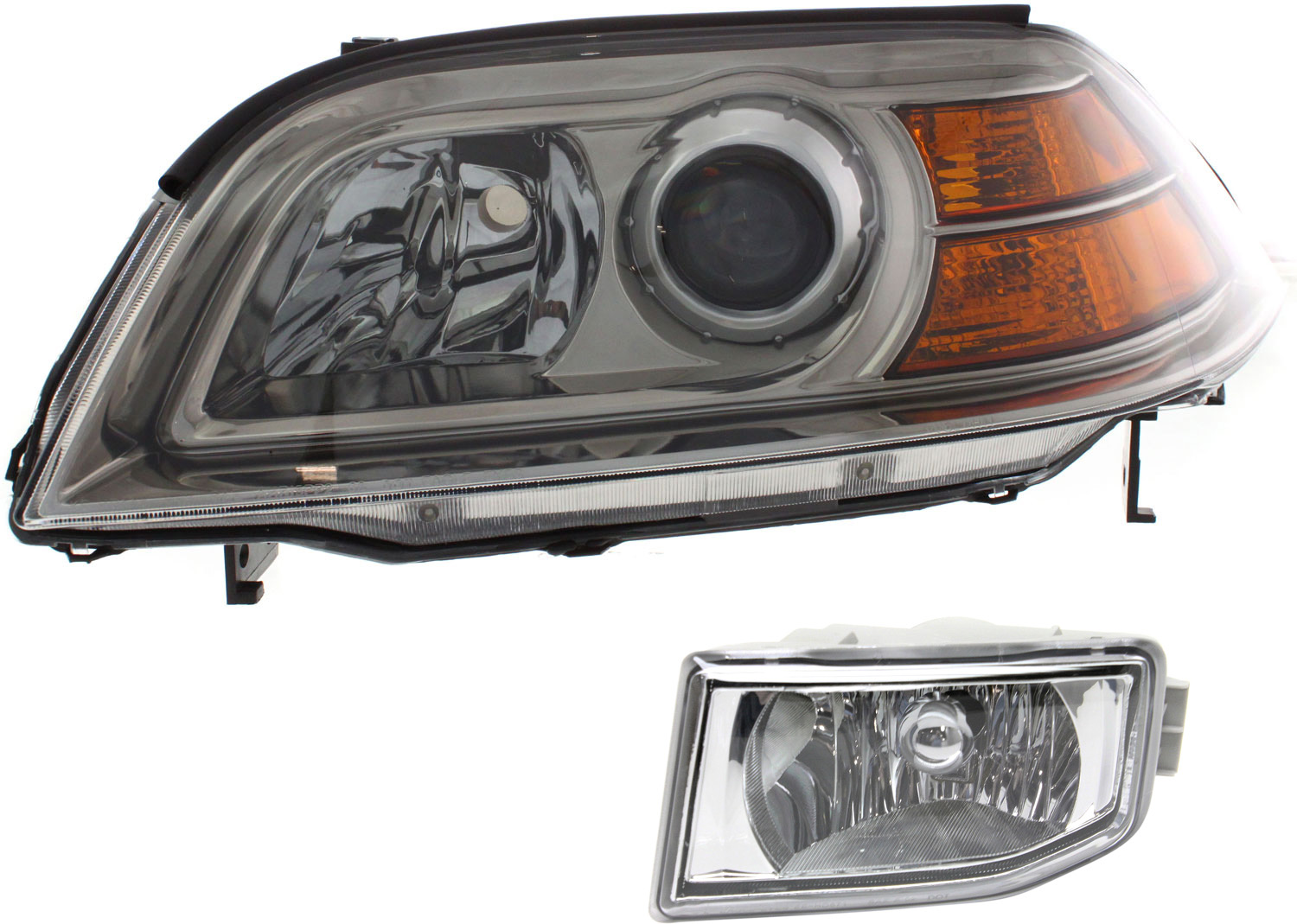 AM MDX 04-06 HEAD LAMP LH Lens and Housing Halogen 2 pc Kit with Fog Light SKU KIT 062017-64 Partslink AC2518107 AC2592105 OEM 33151S3VA12-33951S3VA11