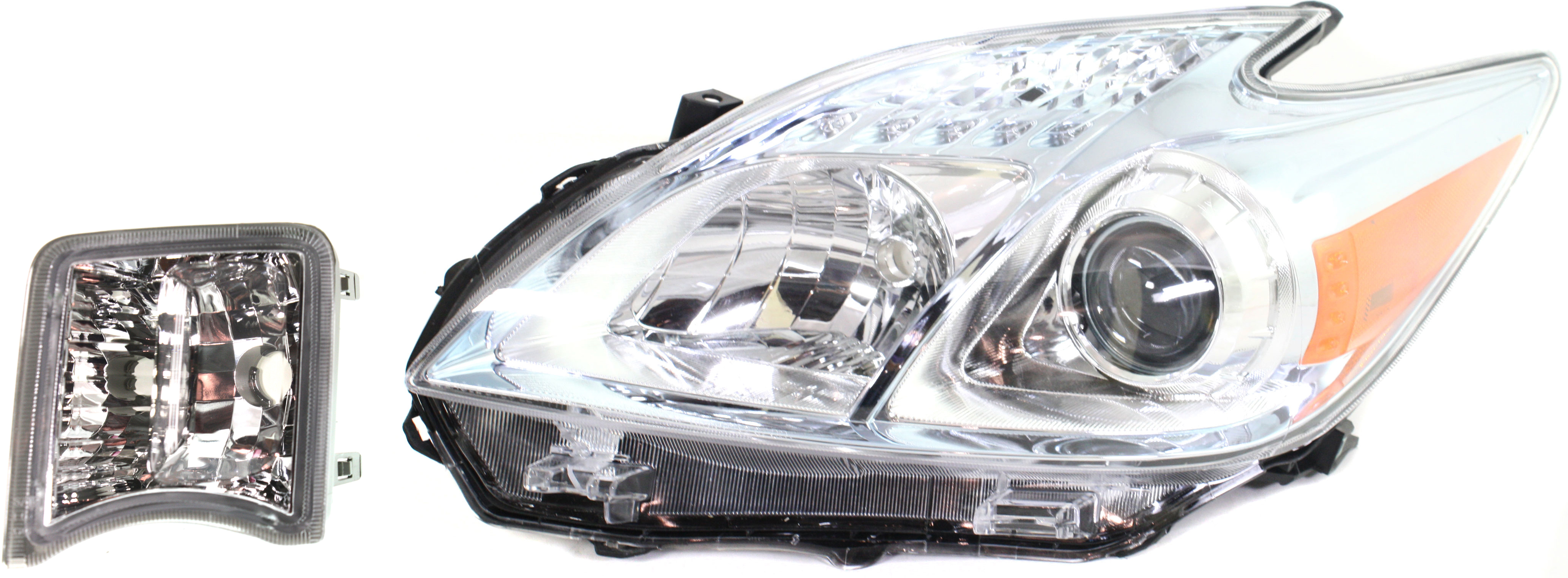 AM PRIUS 10-11 HEAD LAMP LH Halogen Lens and Housing 2 pc Kit with Turn Signal Light SKU KIT 062017-86 Partslink TO2518122 TO2532114 OEM 8117047211-8152147020-81521470