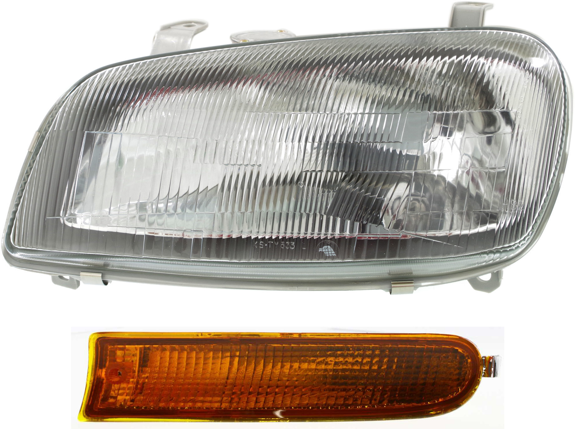 AM RAV4-96-97 HEAD LAMP LH with Bulb 2 pc kit with Turn Signal Light SKU KIT 062017-98 Partslink TO2502124 TO2520149 OEM 8115042060-8152042020