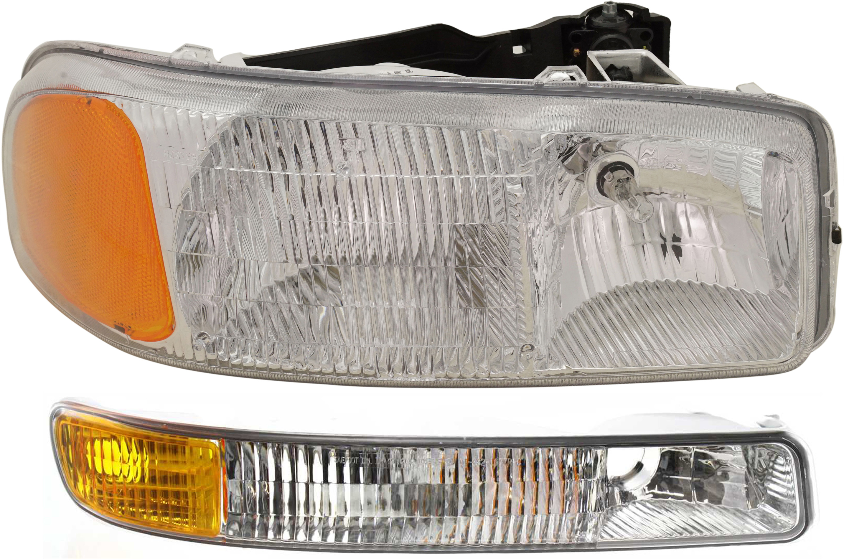 AM SIERRA 99-07 HEAD LAMP RH with Bulb 2 pc Kit with Parking Light SKU KIT 062018-07 Partslink GM2503188 GM2521174 OEM 15850352-15199561