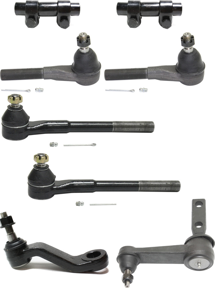 AM RAM FULLSIZE P U 00-02 FRONT SUSPENSION KIT 8 pc kit with Idler Arm Pitman Arm Tie Rod Adjusting Sleeves and Tie Rod Ends SKU KIT 062018-08 OEM 190168-2683719-4501125-5210604