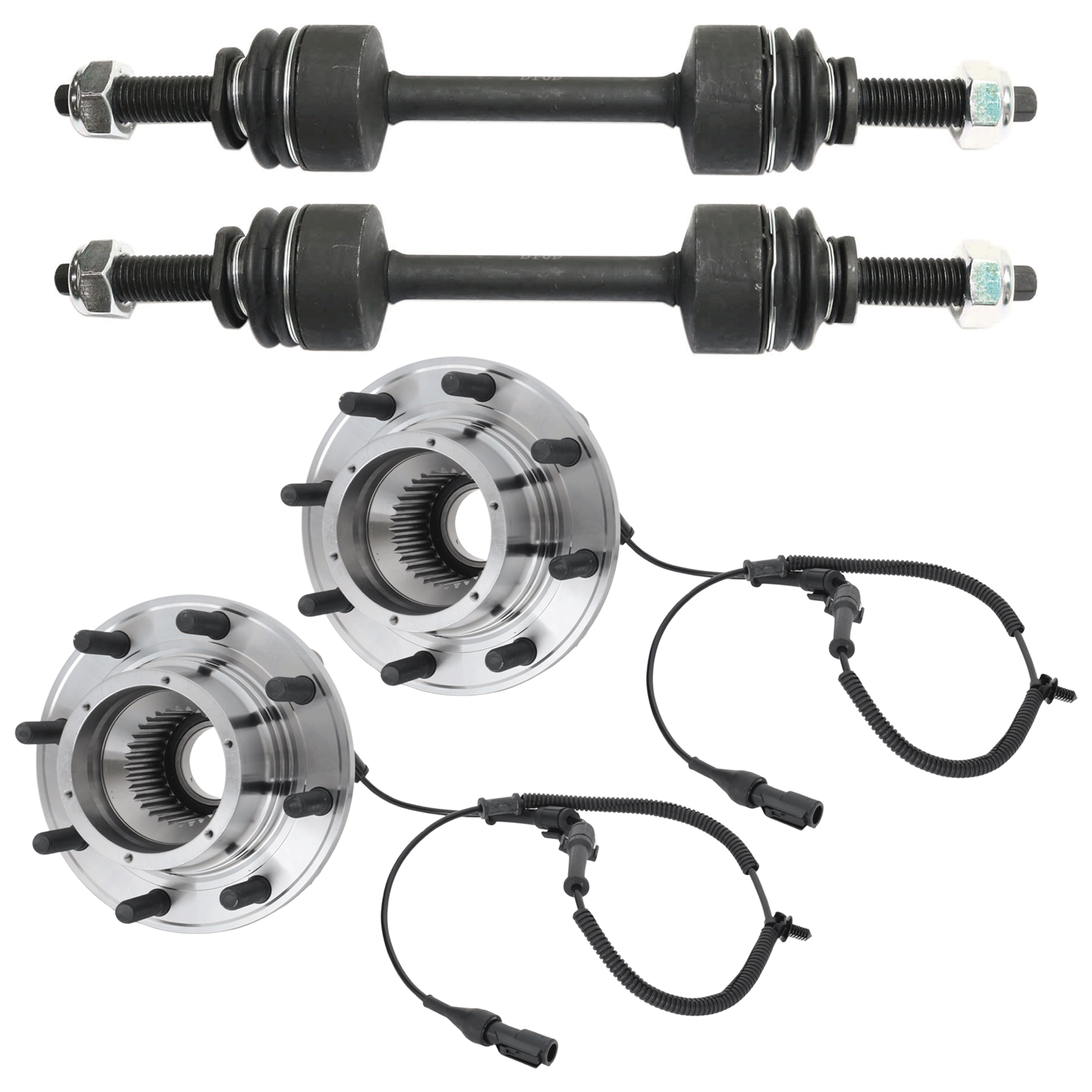 AM F 450 SUPER DUTY 11-16 FRONT SUSPENSION KIT RH AND LH 4 pc kit with Sway Bar Link and Wheel Hub SKU KIT 062024-11 OEM 2653103-5451817-18750362-45G10