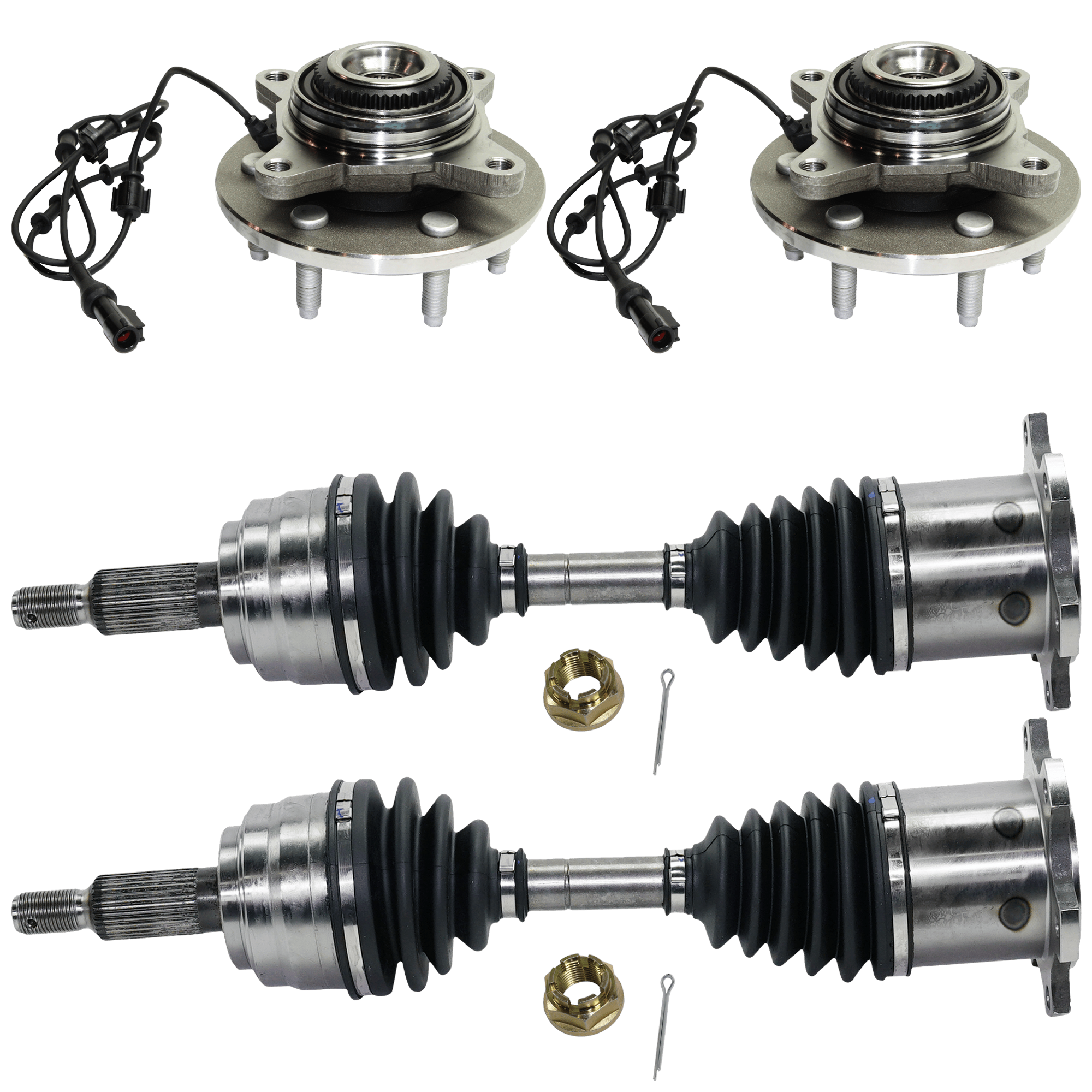 AM EXPEDITION NAVIGATOR 00-02 FRONT SUSPENSION KIT RH AND LH 4 pc Kit with Axle Assembly and Wheel Hub SKU KIT 062024-32 OEM 6L1Z1104E