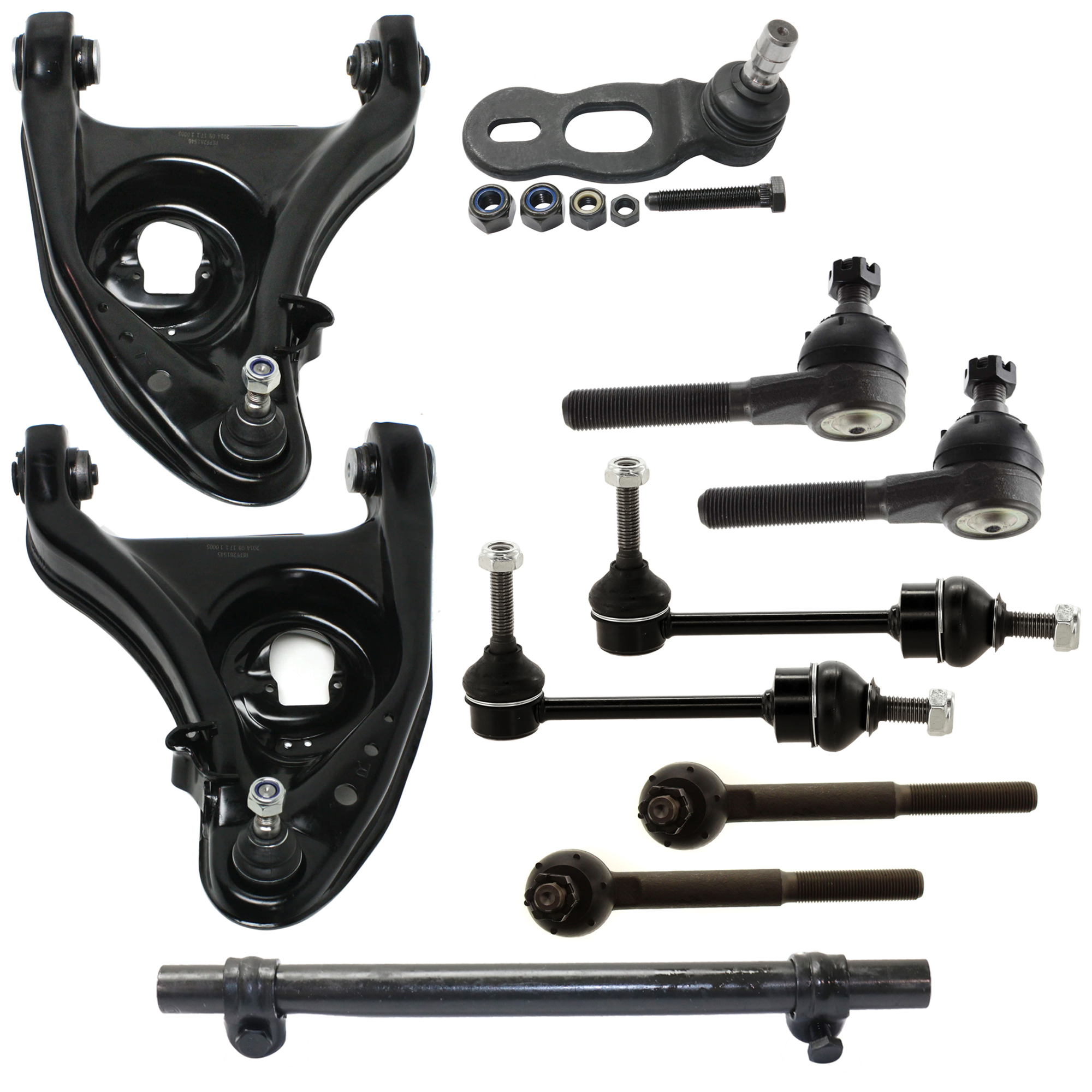 AM CROWN VICTORIA 98-02 FRONT CONTROL ARM RH AND LH 10 pc Kit w Ball Joint Sway Bar Link Tie Rod Adjusting Sleeve and Tie Rod End SKU KIT 062024 C27 OEM XW1Z3078CA XW1Z3078BA E0AZ30