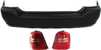 AM HIGHLANDER 01-03 REAR BUMPER COVER Primed 3 pc Kit with Tail Lights SKU KIT 062117-79 Partslink TO1100240 TO2819119 TO2818119 OEM 5215948900-8155148050-81561480