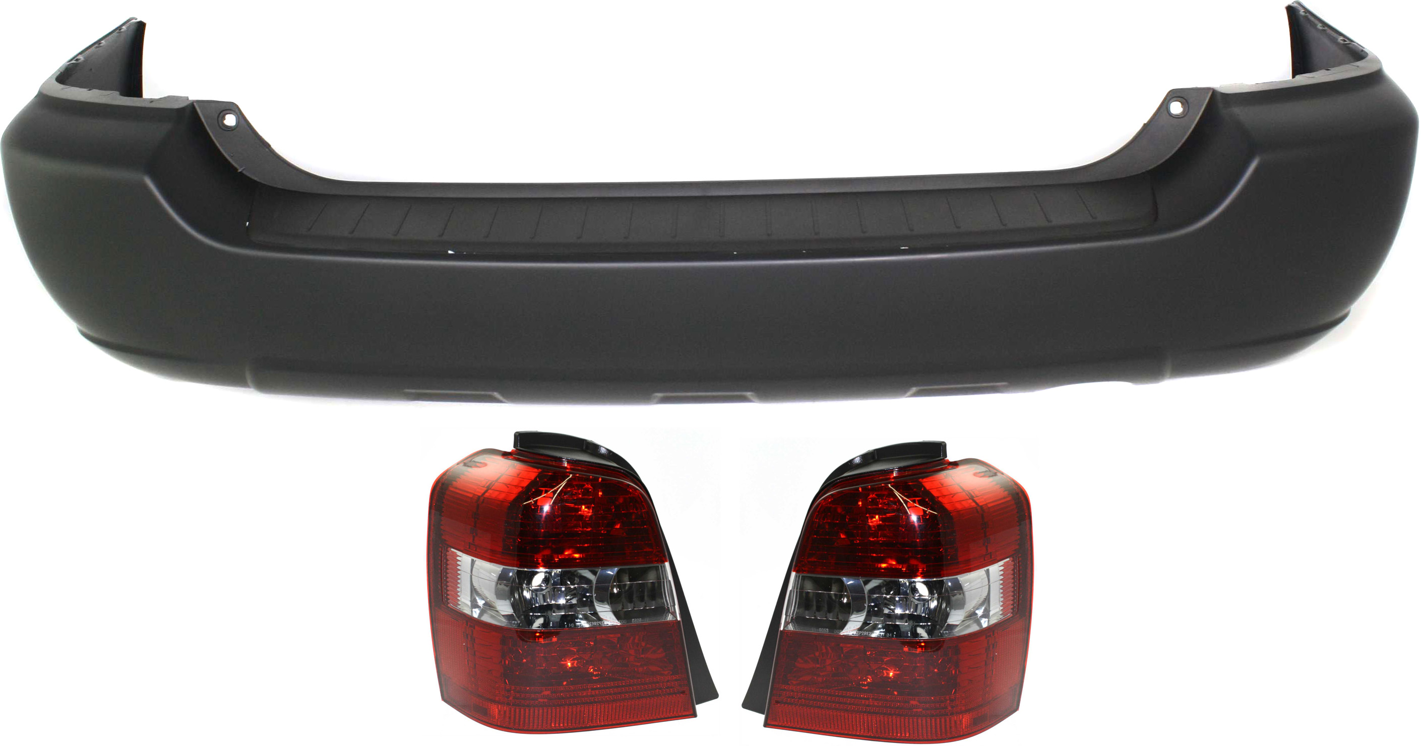 AM HIGHLANDER 04-07 TAIL LAMP RH AND LH Lens and Housing Halogen Clear and Red Lens Exc. Hybrid Model 3 pc Kit with Bumper Cover SKU KIT 062117-80 Partslink TO2818120 TO2819120 TO1100231 OEM 8156148090-8155148090-52159489