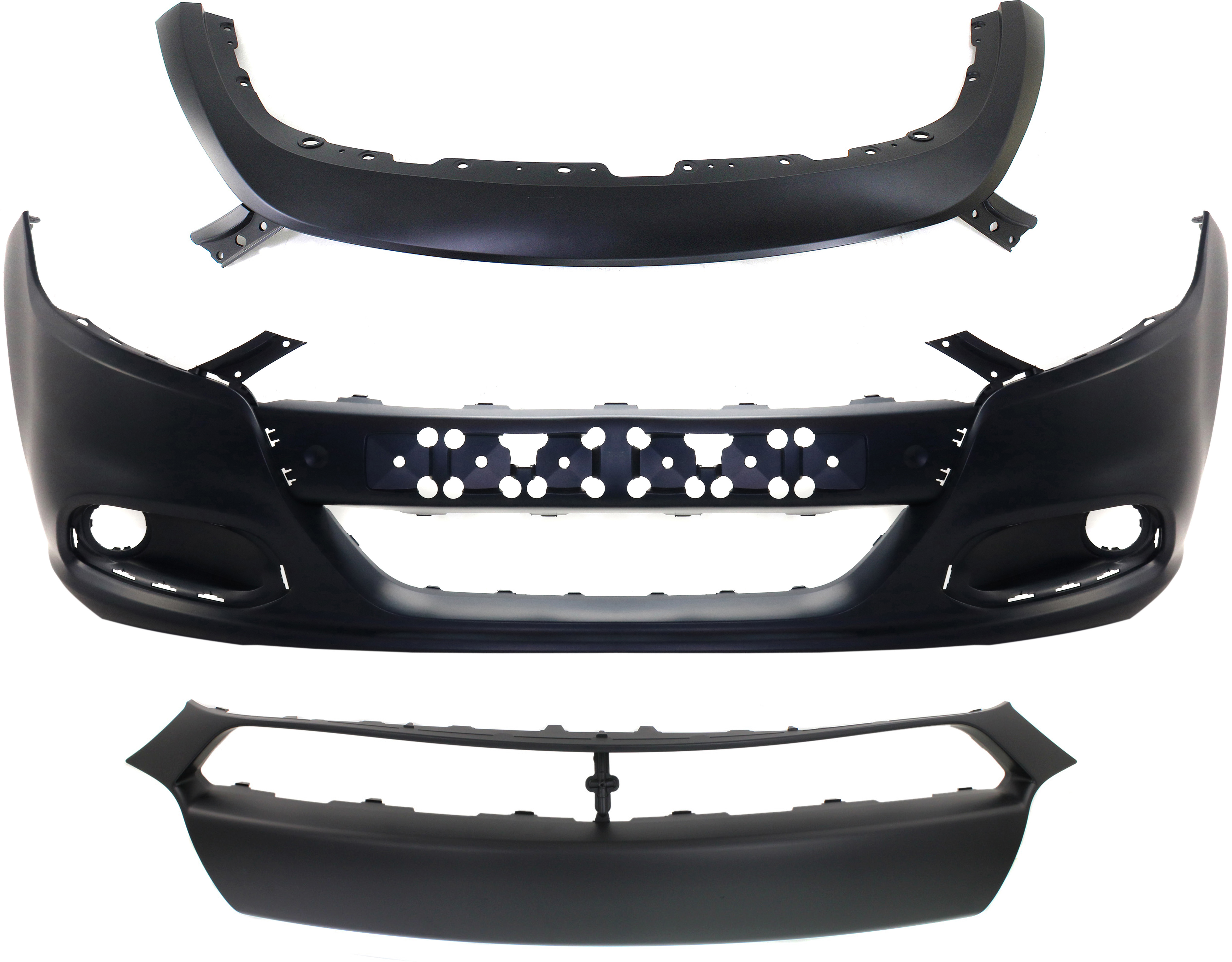 AM DART 13-16 FRONT BUMPER COVER Primed 3 pc Kit with Bumper Trim CAPA SKU KIT 062118-14 Partslink CH1000A29C CH1014106C CH1044110C OEM 1TS71TZZAE 1UT51TZZAA 1WC26TZZ