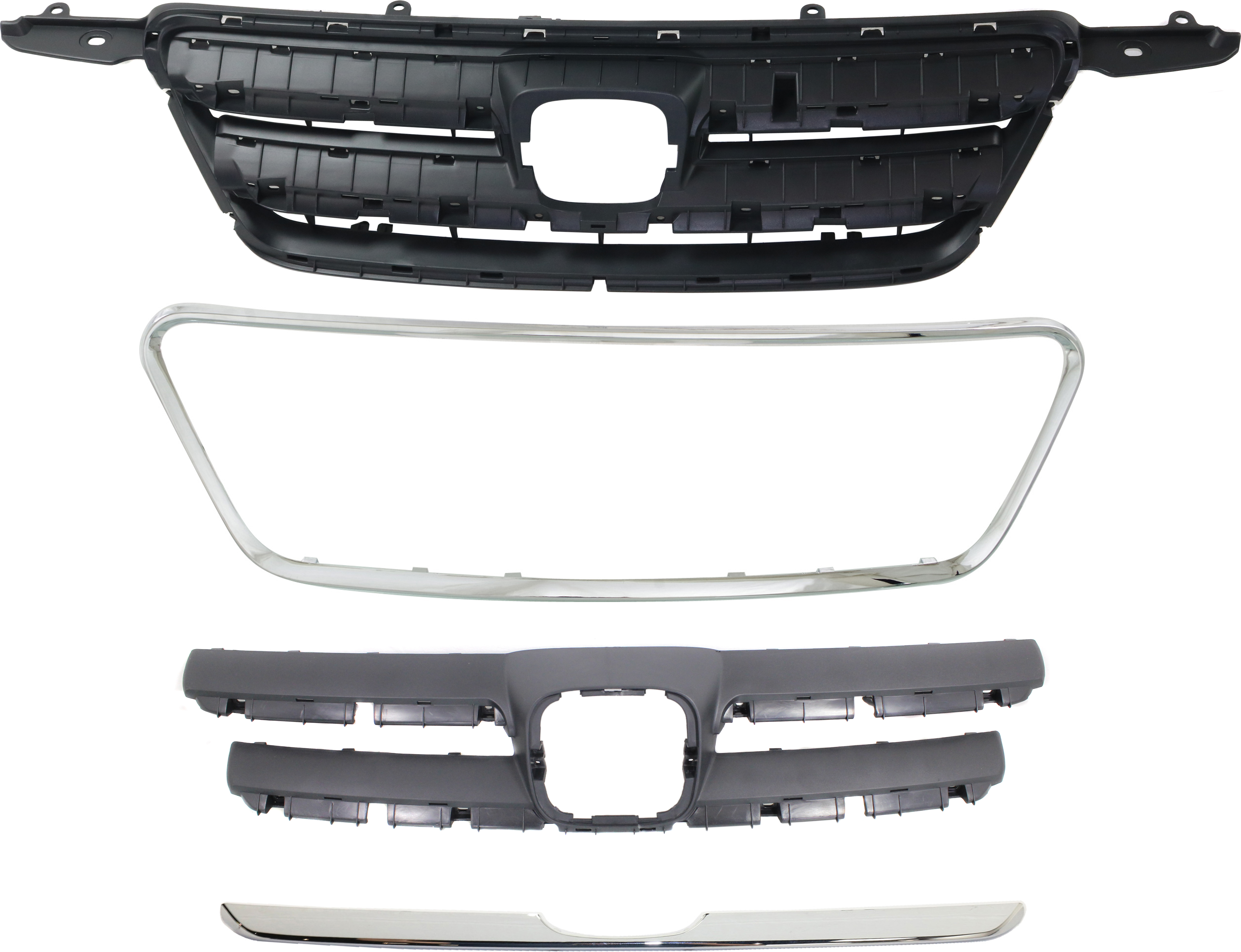 AM CR V 05-06 GRILLE 4 pc Kit Japan Built Vehicle with Grille Trims SKU KIT 062118-17 Partslink HO1200177 HO1200185 HO1216107 HO1210119 OEM 71121S9A013-71122S9AA01-71127S