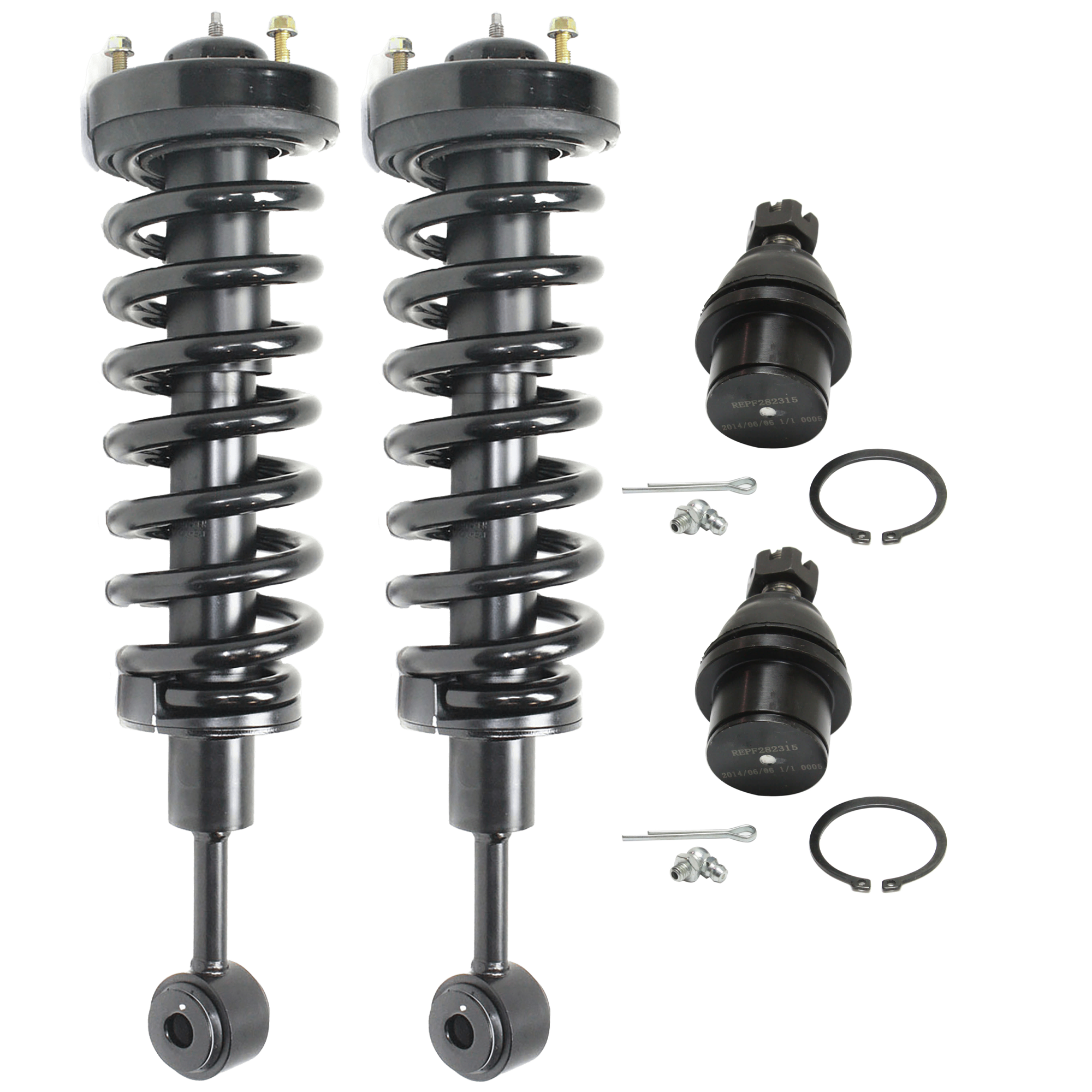 AM F 150 PICKUP 04-08 MARK LT 06-08 FRONT SUSPENSION KIT RH AND LH 4 pc Kit with Ball Joint and Shock Absorber and Strut Assembly SKU KIT 062124-14 OEM 104298-104368-5051314-2L1Z3050
