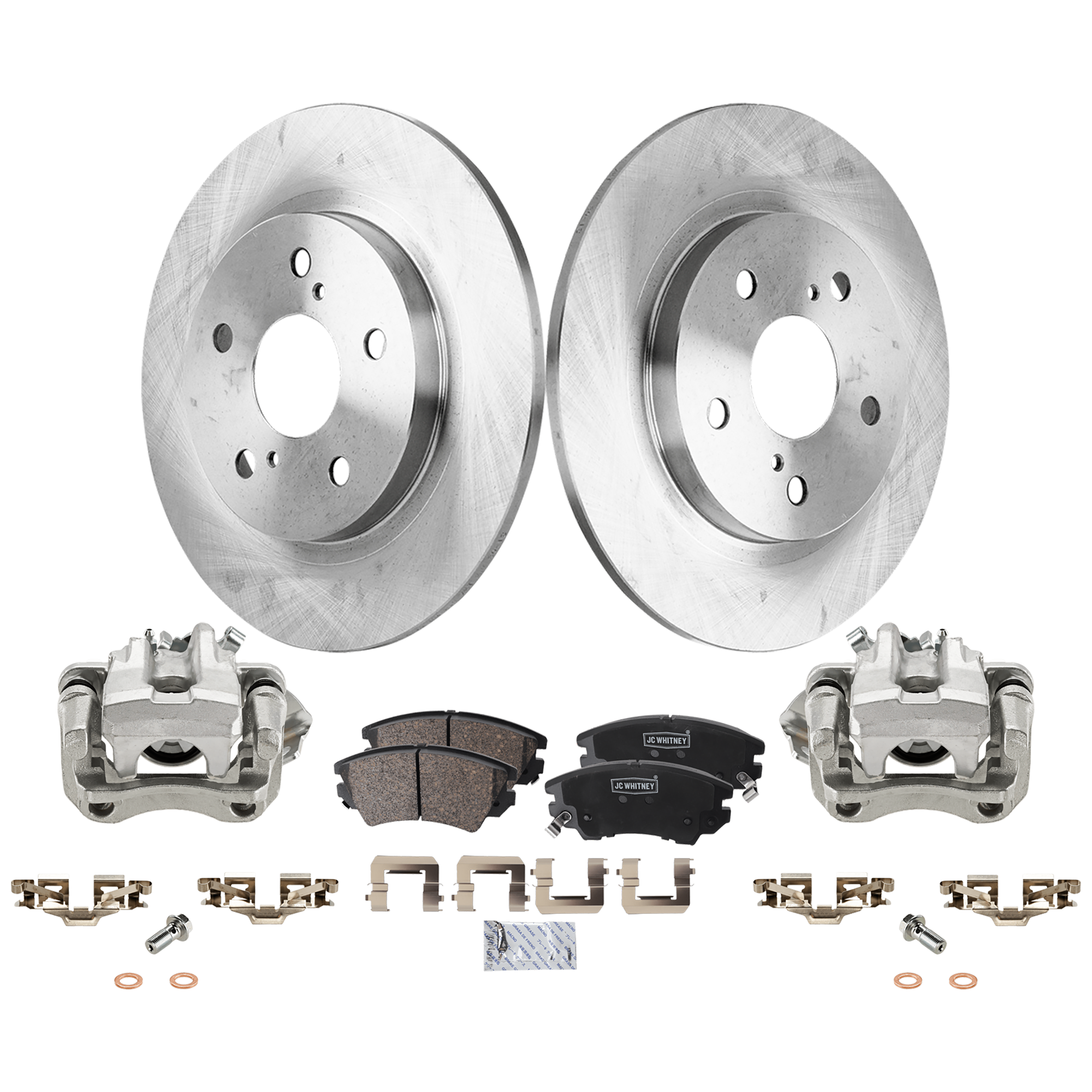 AM XB 13-15 REAR BRAKE KIT WITH CALIPERS 2 Wheel Set Includes 2 Brake Caliper 2 Brake Disc and 1 Brake Pad Set Plain Surface 5 Lugs Cast Iron Ceramic SKU KIT 062125-125 OEM 4243112290-4243102210-19184535