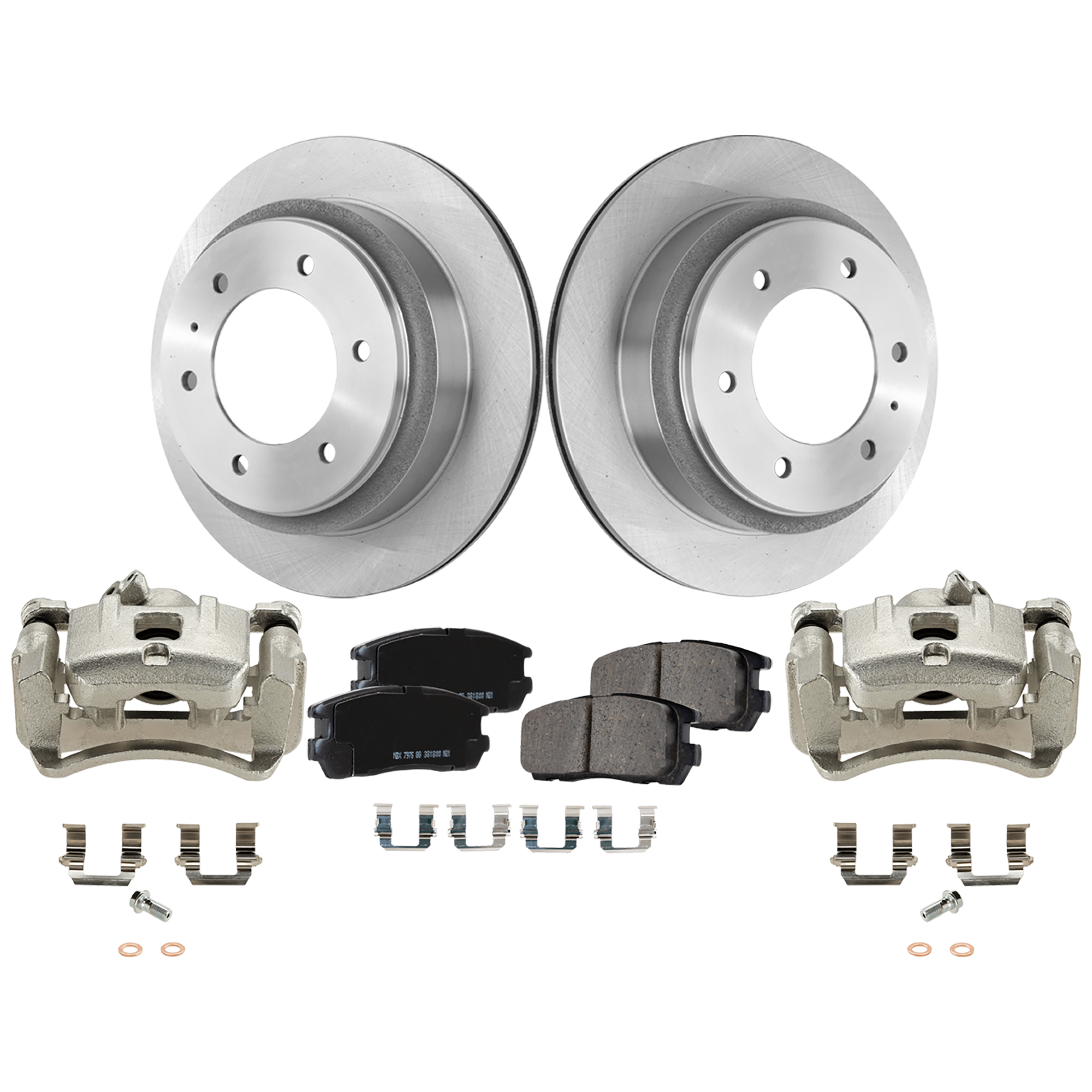 AM AXIOM 02-04 PASSPORT 94-02 REAR BRAKE KIT WITH CALIPERS 2 Wheel Set Includes 2 Brake Caliper 2 Brake Disc and 1 Brake Pad Set Plain Surface 6 Lugs Cast Iron Ceramic SKU KIT 062125-86 OEM 8943754251-8970340361-89704608