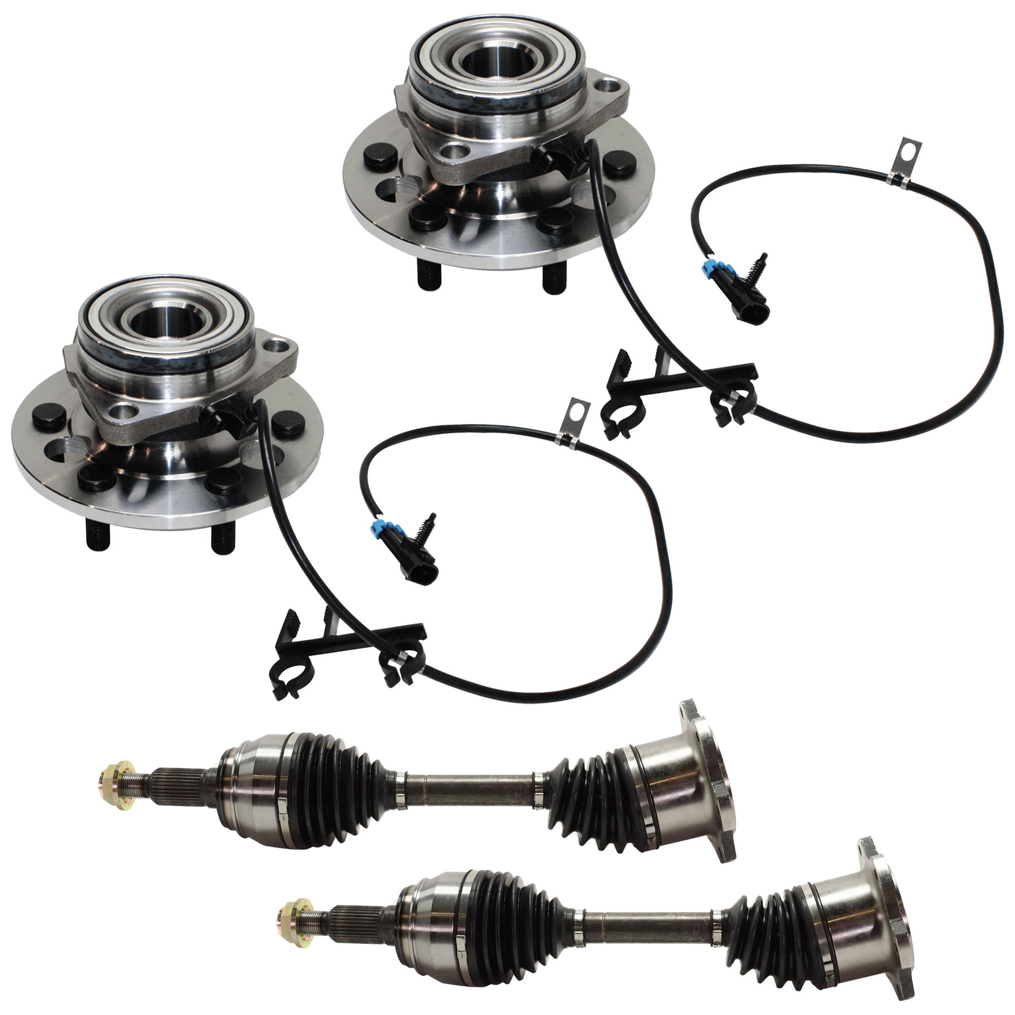 AM TAHOE YUKON 98-00 FRONT SUSPENSION KIT RH AND LH 4 pc Kit with Axle Assembly and Wheel Hub SKU KIT 062224-208 OEM 515024-715024-951009-7300018-1