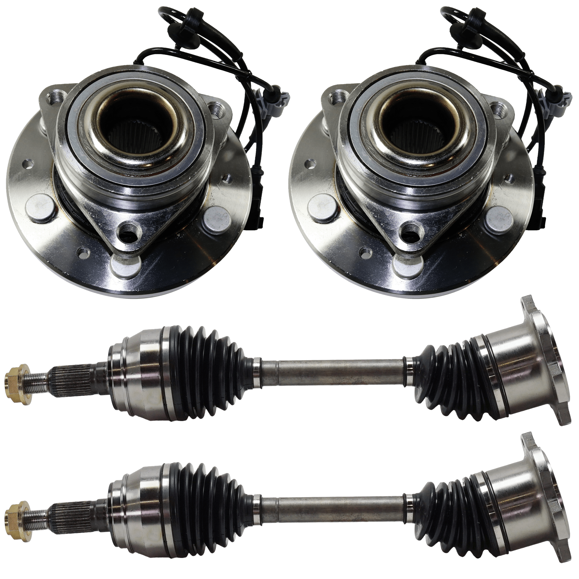 AM SIERRA SILVERADO 1500-14-18 TAHOE YUKON 15-20 FRONT SUSPENSION KIT RH AND LH 4 pc Kit with Axle Assembly and Wheel Hub SKU KIT 062224-236 OEM 23356814