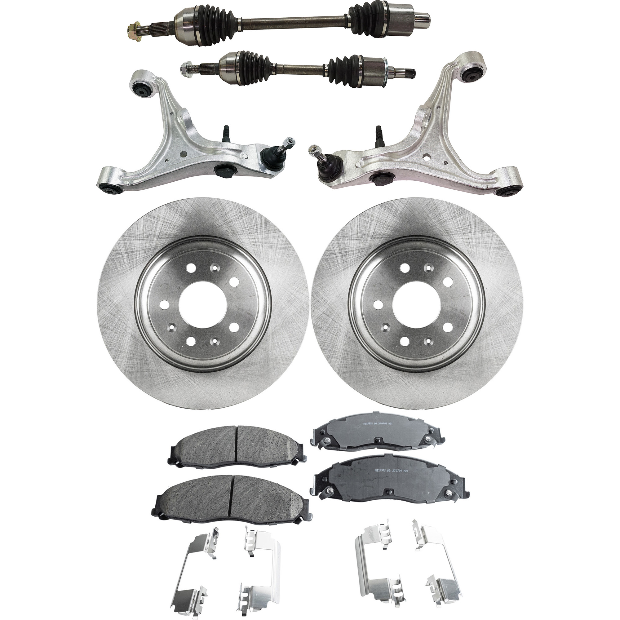 AM STS 05-08 FRONT CONTROL ARM KIT RH AND LH Lower w Ball Joint 7 pc Kit w Axle Assemblies Brake Discs and Brake Pad Set SKU KIT 062422-783 OEM 551-055-802-644-888-000-000-000-000