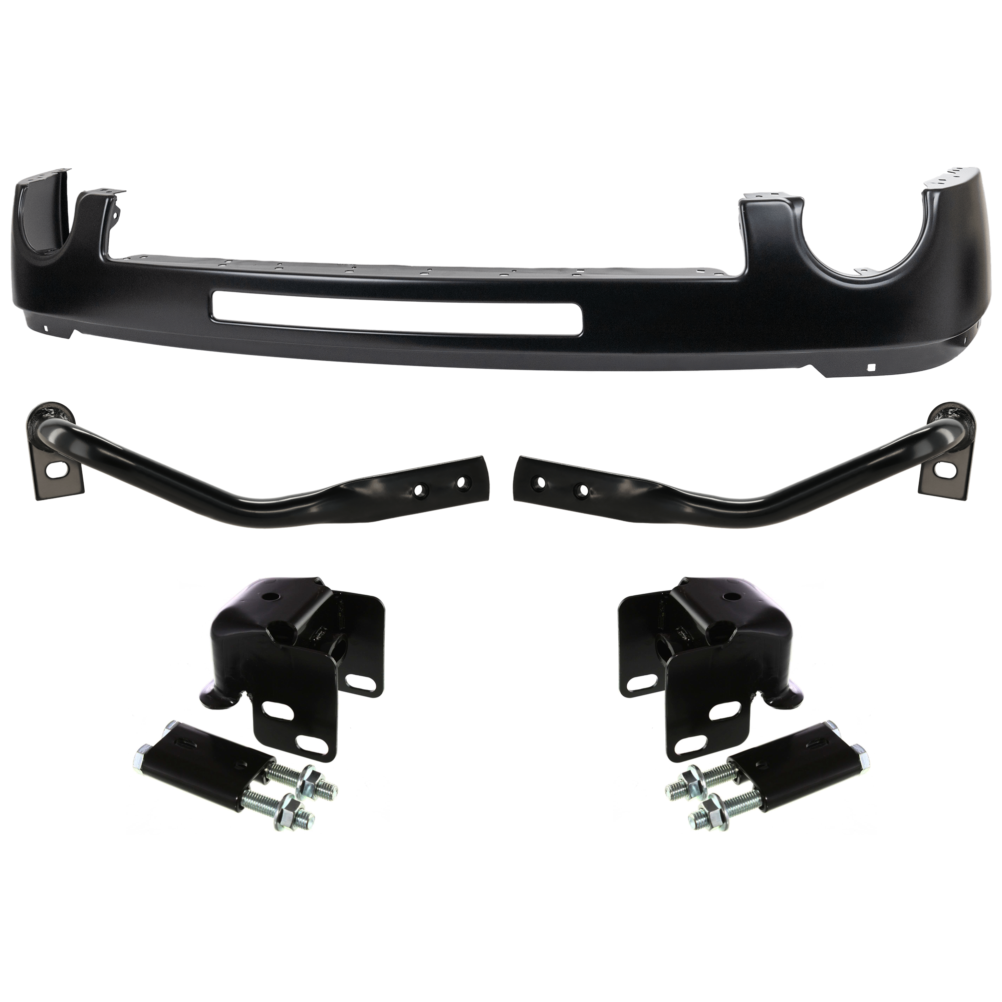 AM SIERRA 1500-07-13 FRONT BUMPER BRACKET RH AND LH 5 pc kit Impact Bar Steel with Bumper SKU KIT 062424 C02 Partslink GM1042107 GM1043107 GM1065109 GM1002832 OEM 15791866-22861858-22861859-159