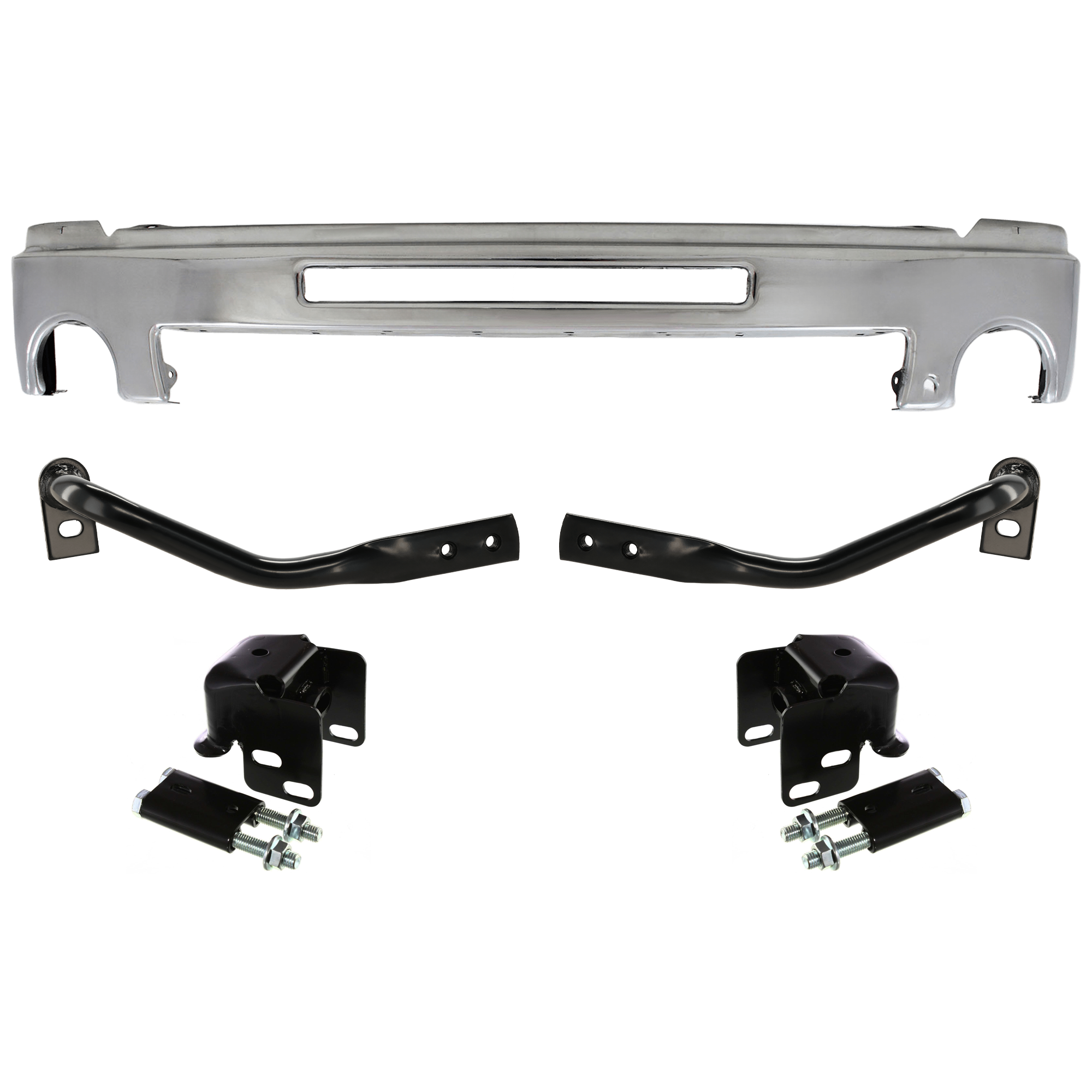 AM SIERRA 1500-07-13 FRONT BUMPER BRACKET RH AND LH 5 pc kit Impact Bar Steel with Bumper SKU KIT 062424 C03 Partslink GM1042107 GM1043107 GM1065109 GM1002834 OEM 15791866-22861858-22861859-159