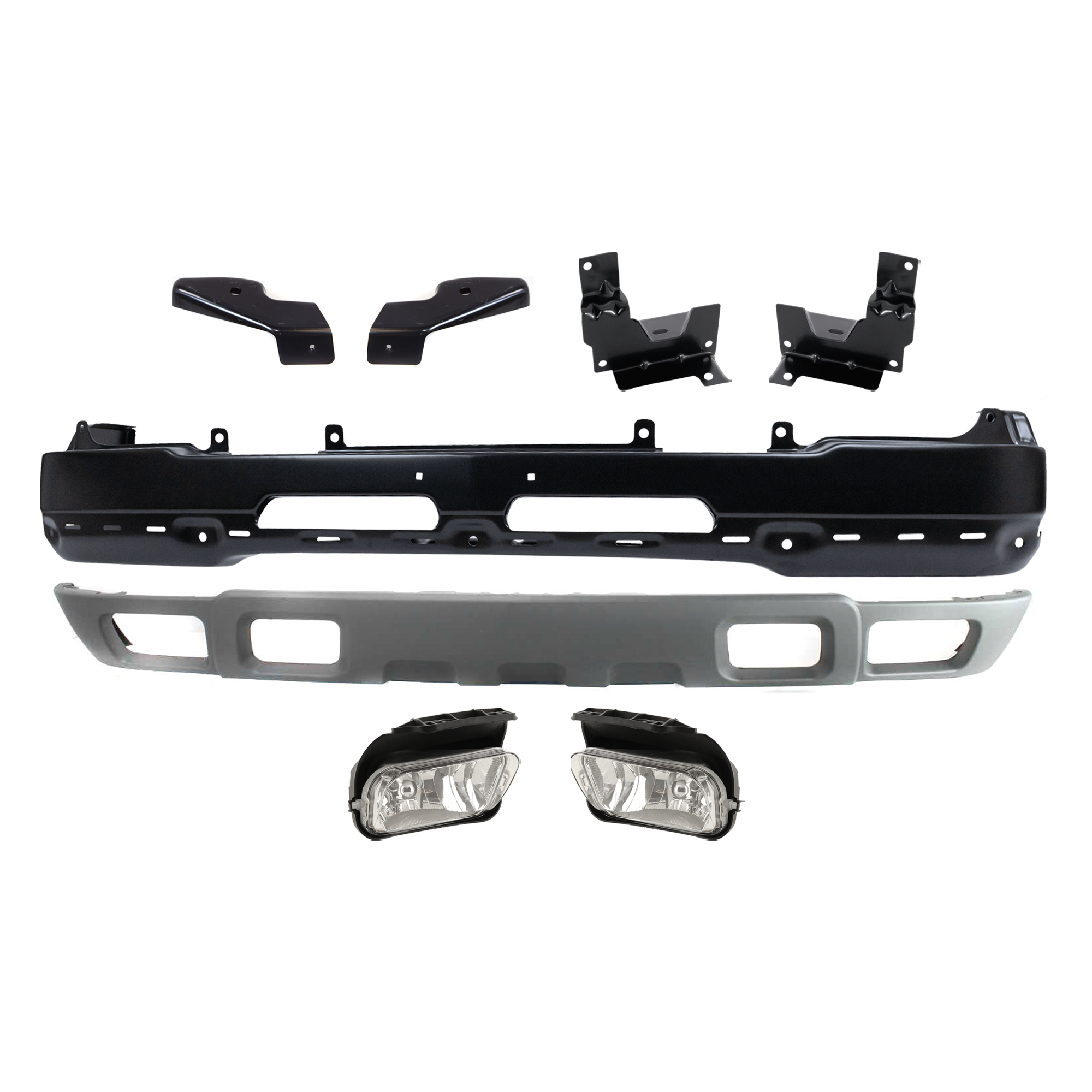 AM SILVERADO 1500-2500-03-04 FRONT BUMPER 8 pc kit Face Bar Paint to Match with Bumper Bracket Fog Light and Valance SKU KIT 062424 C07 Partslink GM1002417 GM1067175 GM1066175 GM1066167 GM1067167 GM2592127 GM2593127 GM1092173 OEM 89025748-15059688-15059687-150