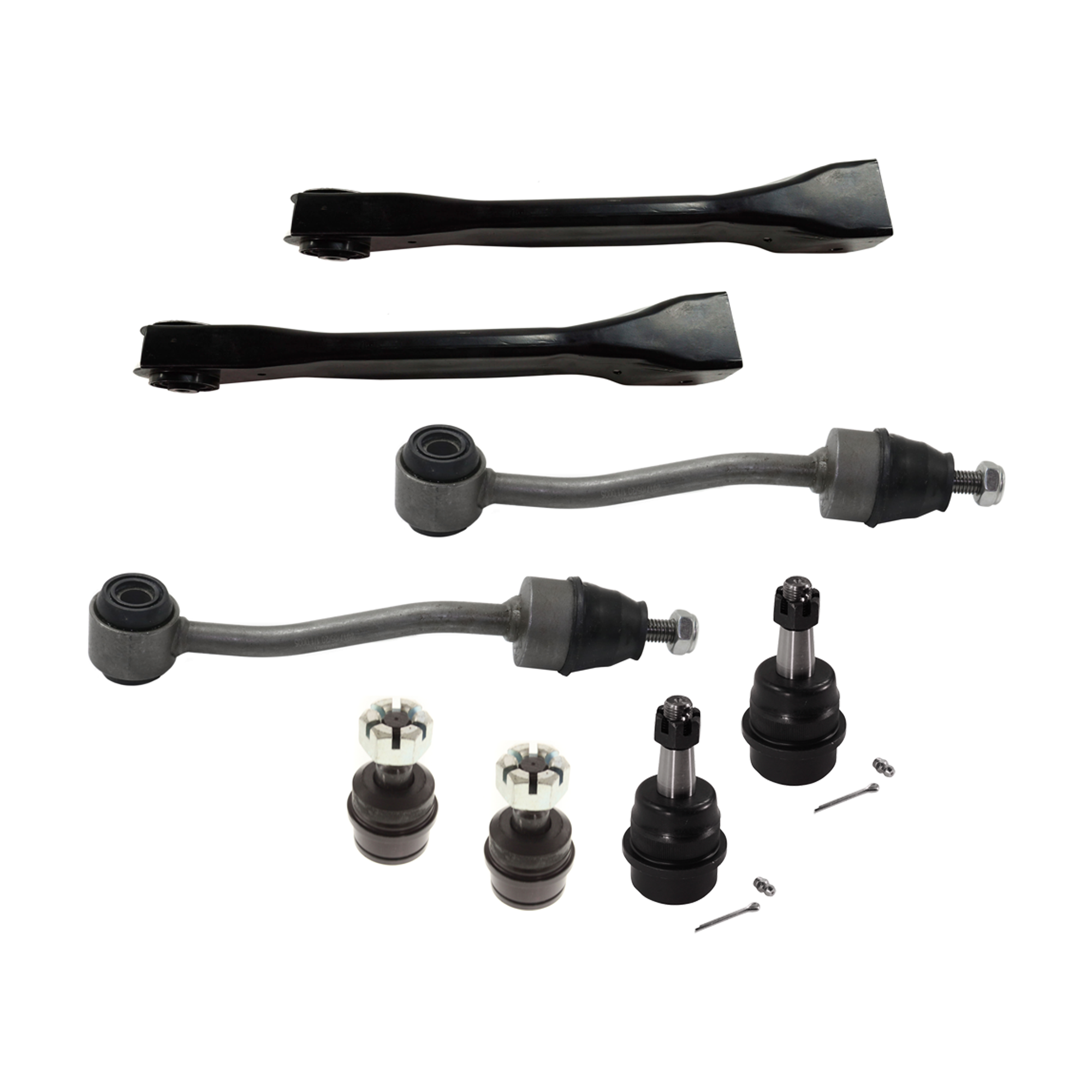 AM WRANGLER 97-06 FRONT CONTROL ARM RH AND LH Upper 8 pc kit with Ball Joint and Sway Bar Link SKU KIT 062424 C112 OEM 52087711-5134991AA 52000213-52