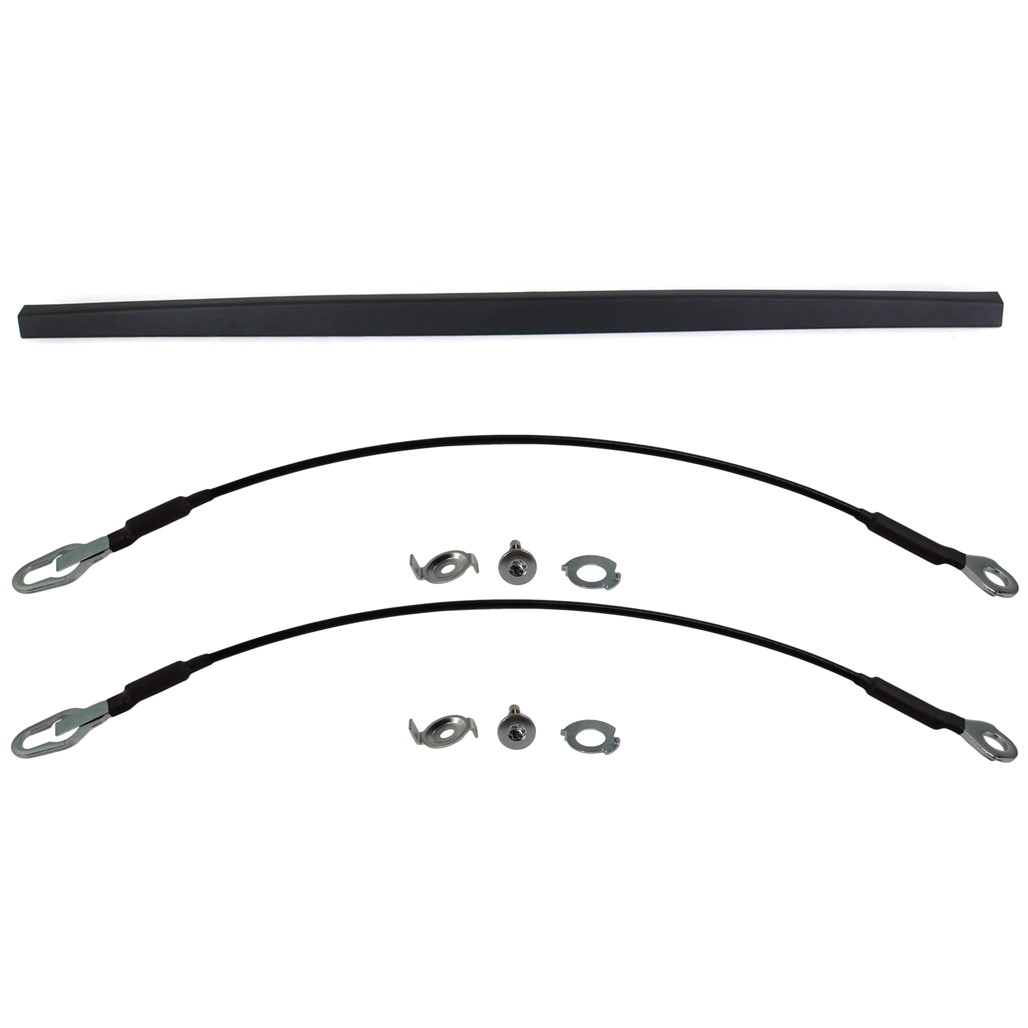AM F 150-05-08 MARK LT 06-08 TAILGATE MOLDING Upper Textured Black 3 pc Kit with Tailgate Cable SKU KIT 062424 C26 Partslink FO1904106 FO1921102 FO1920102 OEM 5L3Z9940602AAA 4L3Z5443052AA 4