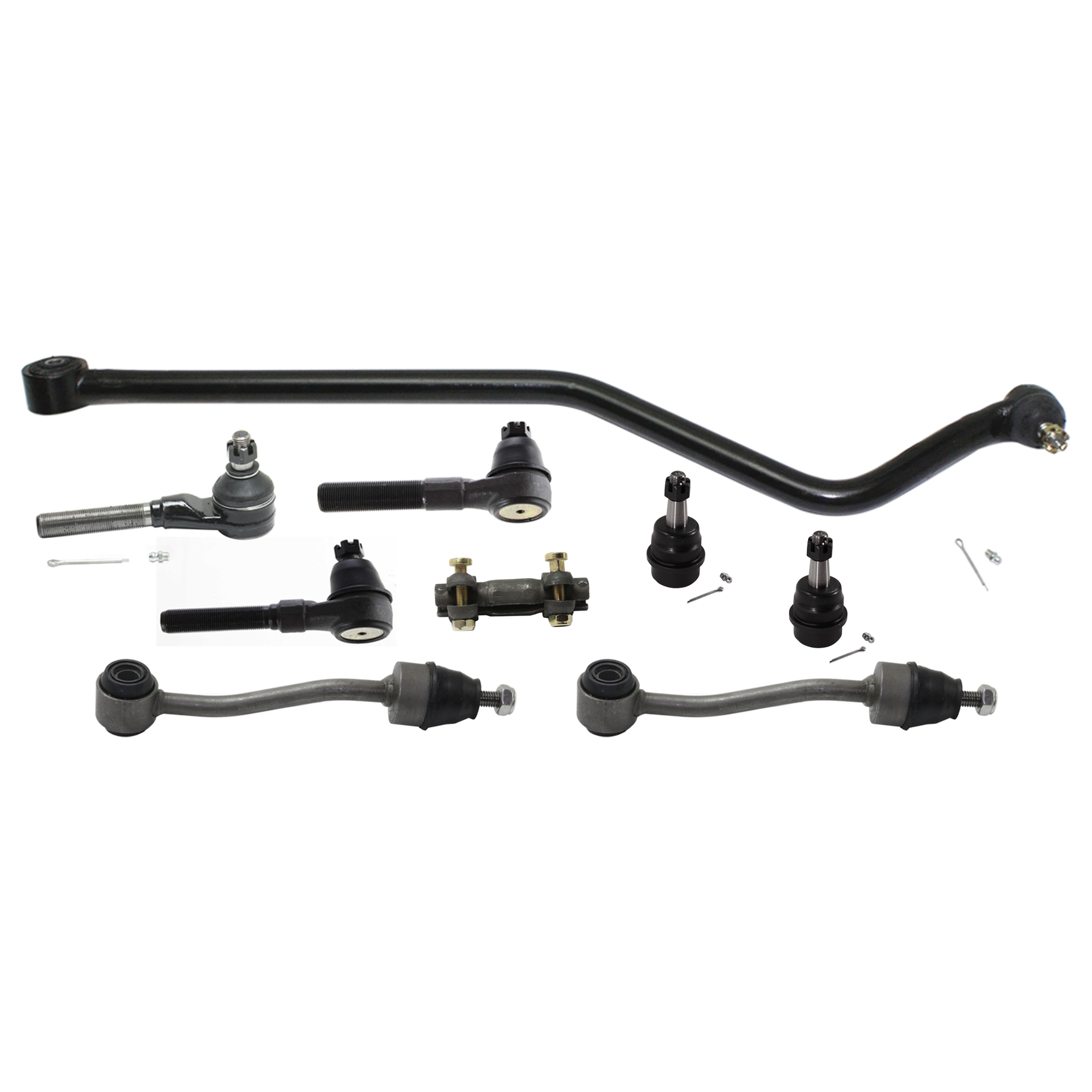 AM WRANGLER 97-06 FRONT TRACK BAR 9 pc kit with Ball Joint Sway Bar Link Tie Rod Adjusting Sleeve and Tie Rod End SKU KIT 062424 C43 OEM 138-790-527-241-942-000-000-000-000