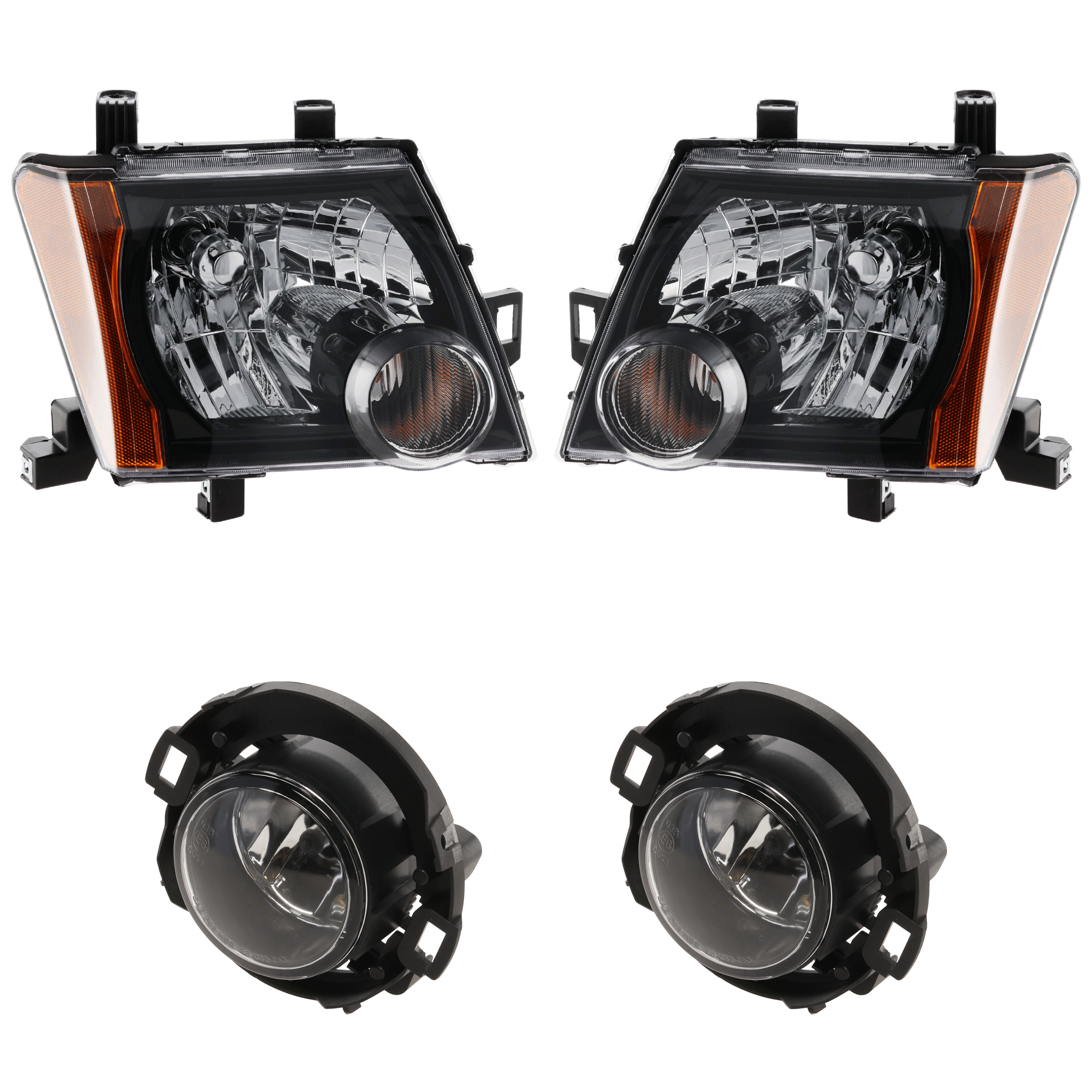 AM XTERRA 09-15 HEAD LAMP RH AND LH 4 pc kit Assembly Halogen with Fog Light SKU KIT 062424 C53 Partslink NI2502189 NI2503189 NI2590102 OEM 26010ZL00A 26060ZL00A 26150EA0
