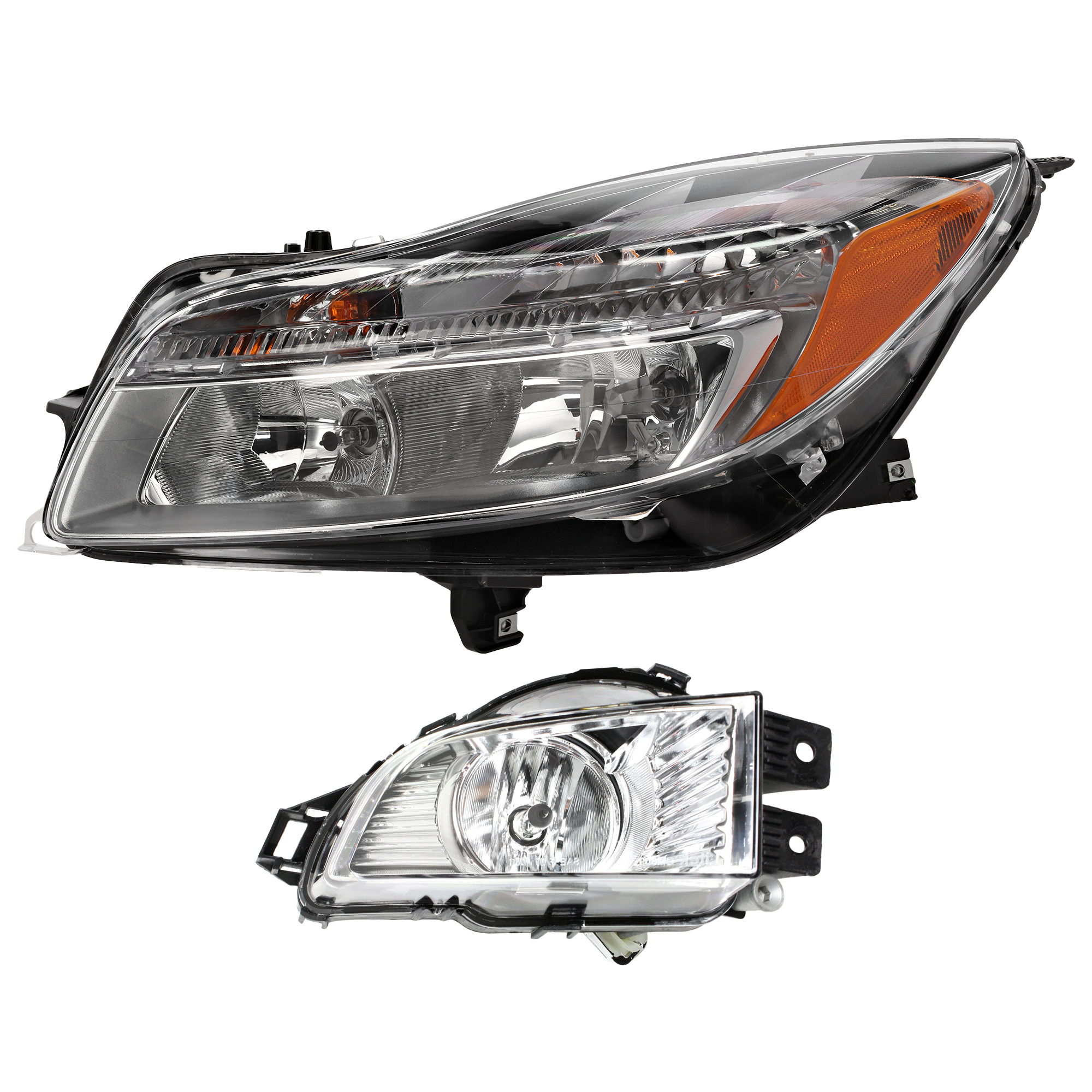 AM REGAL 11-13 HEAD LAMP LH Assembly Halogen 2 pc Kit with Fog Light SKU KIT 062517-01 Partslink GM2502353 GM2592302 OEM 22794767-22950977