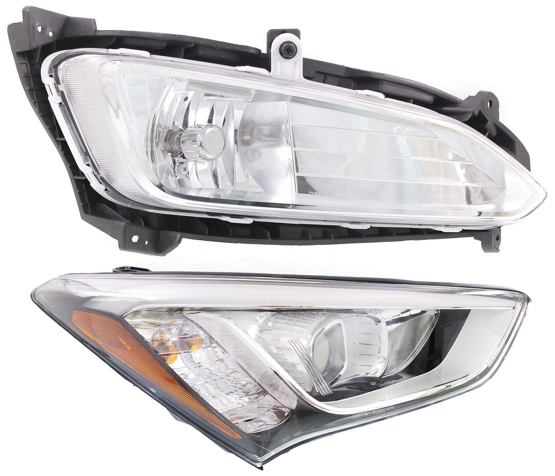 AM SANTA FE SPORT 13-16 HEAD LAMP RH Assembly Halogen 2 pc Kit with Fog Light SKU KIT 062517-08 Partslink HY2503169C HY2593141C OEM 921024Z010-922024Z000
