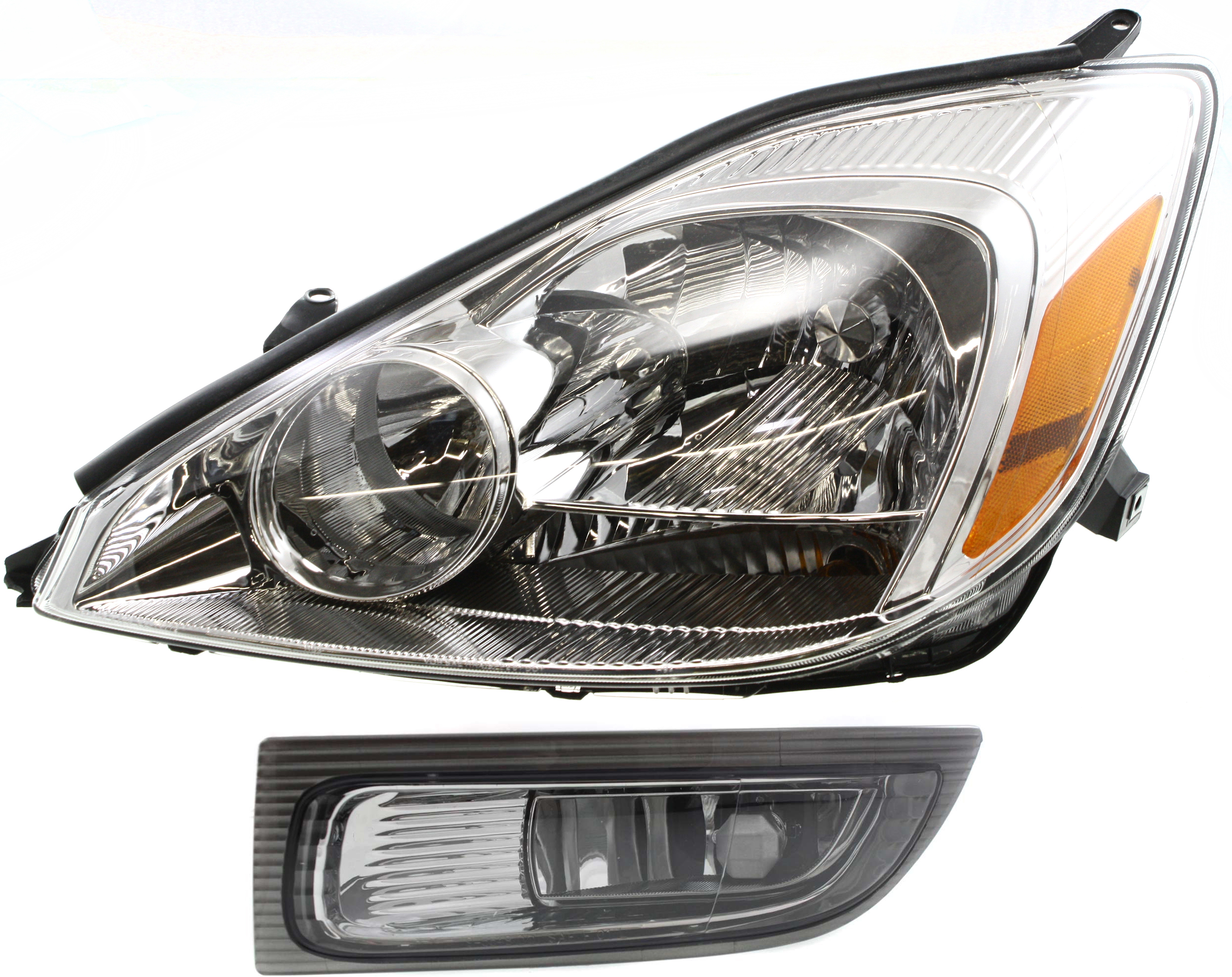 AM SIENNA 04-05 HEAD LAMP LH Assembly Halogen 2 pc Kit with Fog Light SKU KIT 062517-13 Partslink TO2502150 TO2592118 OEM 81150AE010-81220AE010