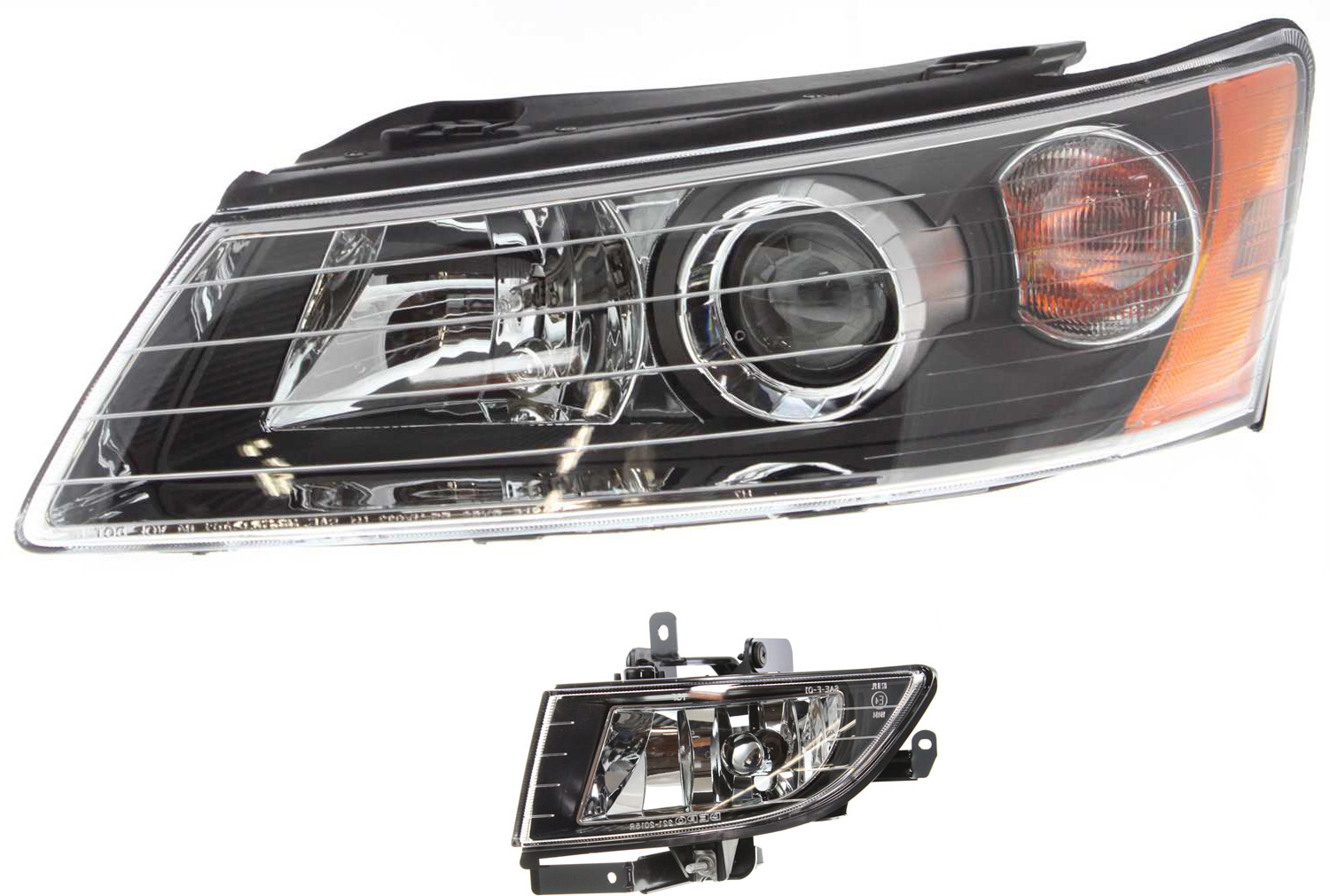 AM SONATA 06-08 HEAD LAMP LH Assembly Halogen 2 pc Kit with Fog Light SKU KIT 062517-19 Partslink HY2502135 HY2592123 OEM 921010A000-922013K000