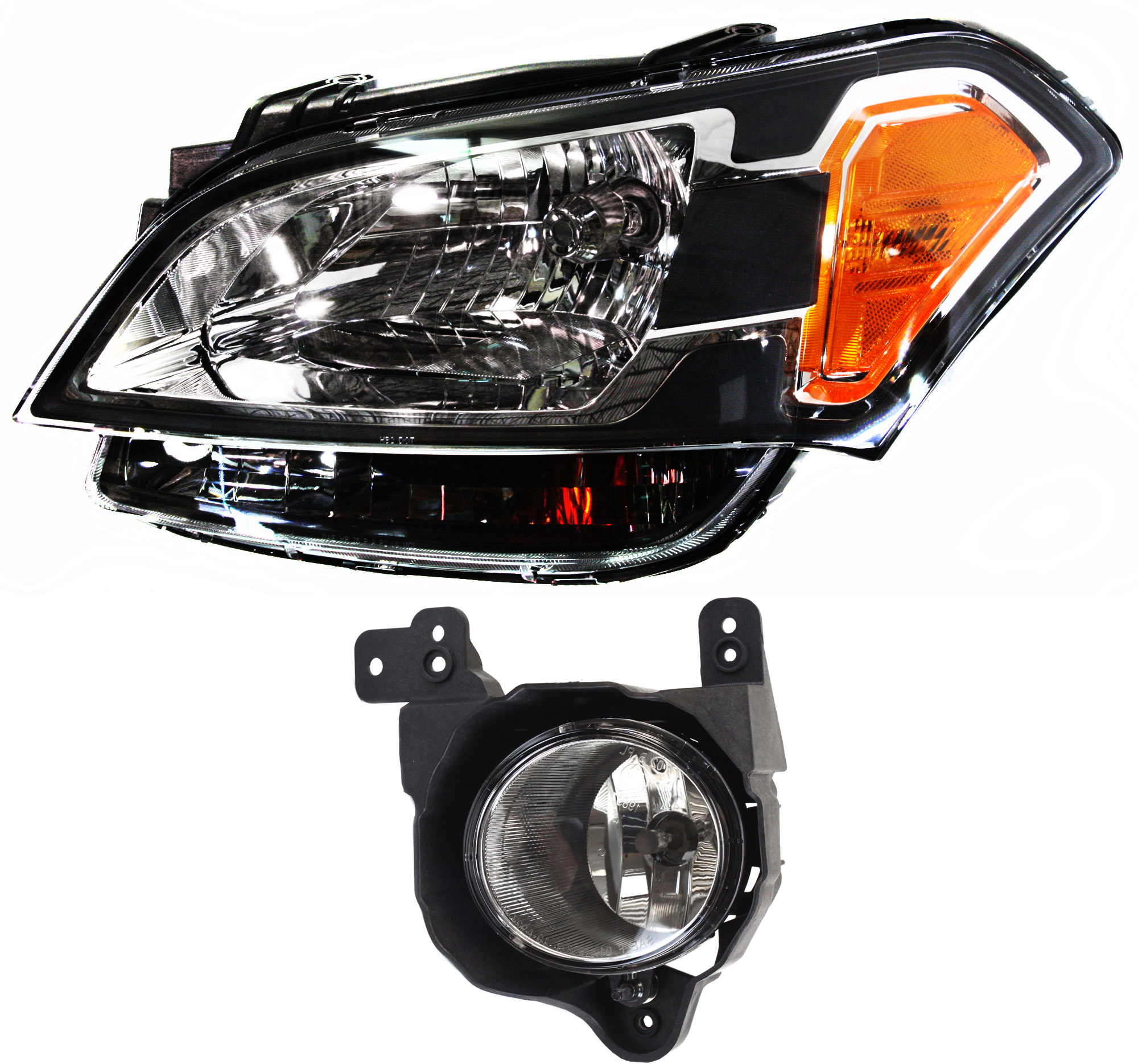 AM SOUL 10-11 HEAD LAMP LH with Bulb 2 pc Kit with Fog Light SKU KIT 062517-27 Partslink KI2502139 KI2592119 OEM 921012K030-922012K000