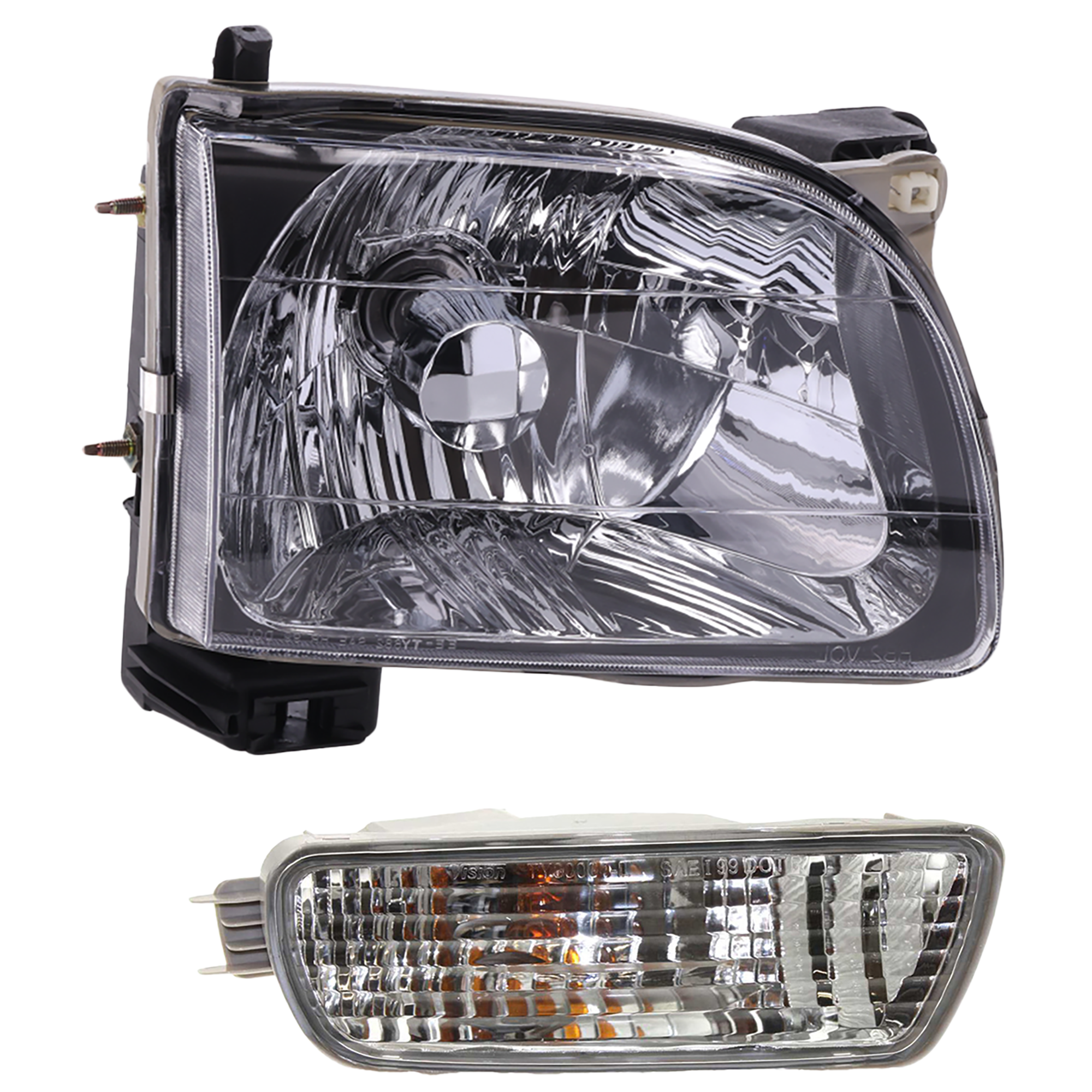AM TACOMA 01-04 HEAD LAMP RH Assembly Halogen 2 pc Kit with Turn Signal Light SKU KIT 062517-40 Partslink TO2503136 TO2531140 OEM 8111004110-8151004080