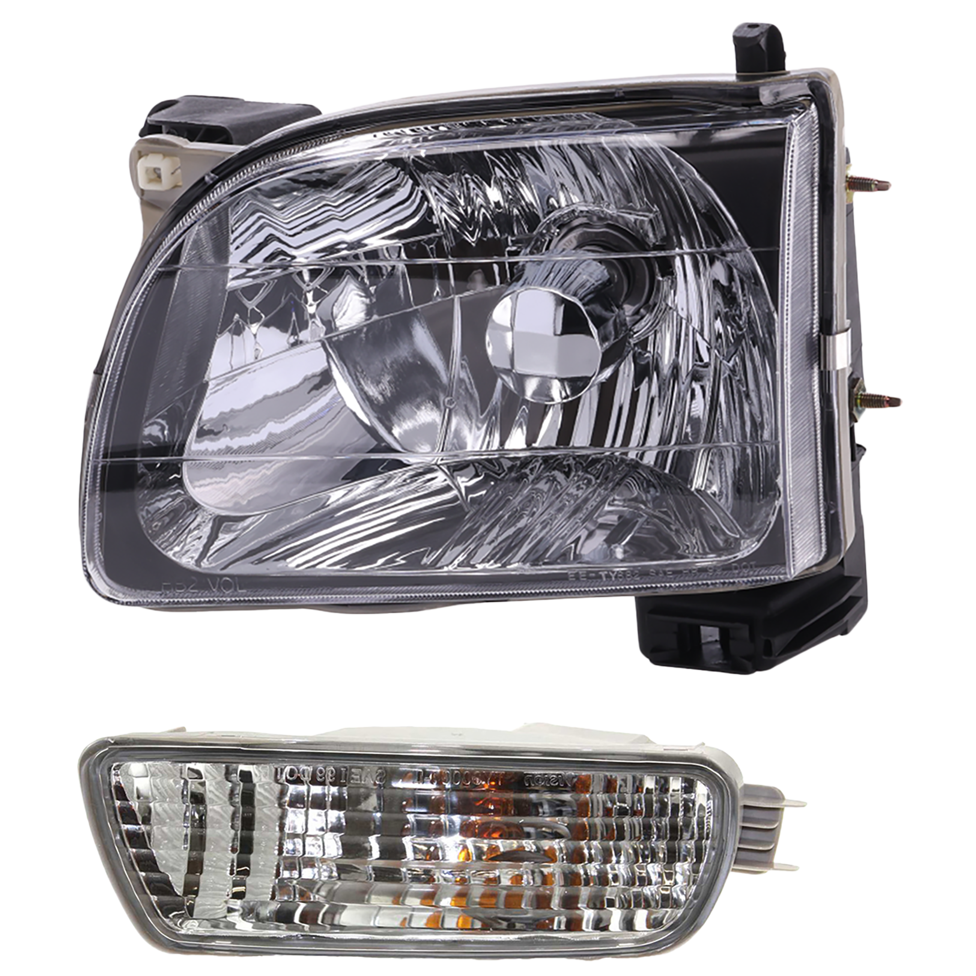 AM TACOMA 01-04 HEAD LAMP LH Assembly Halogen 2 pc Kit with Turn Signal Light SKU KIT 062517-41 Partslink TO2502136 TO2530140 OEM 8115004110-8152004080