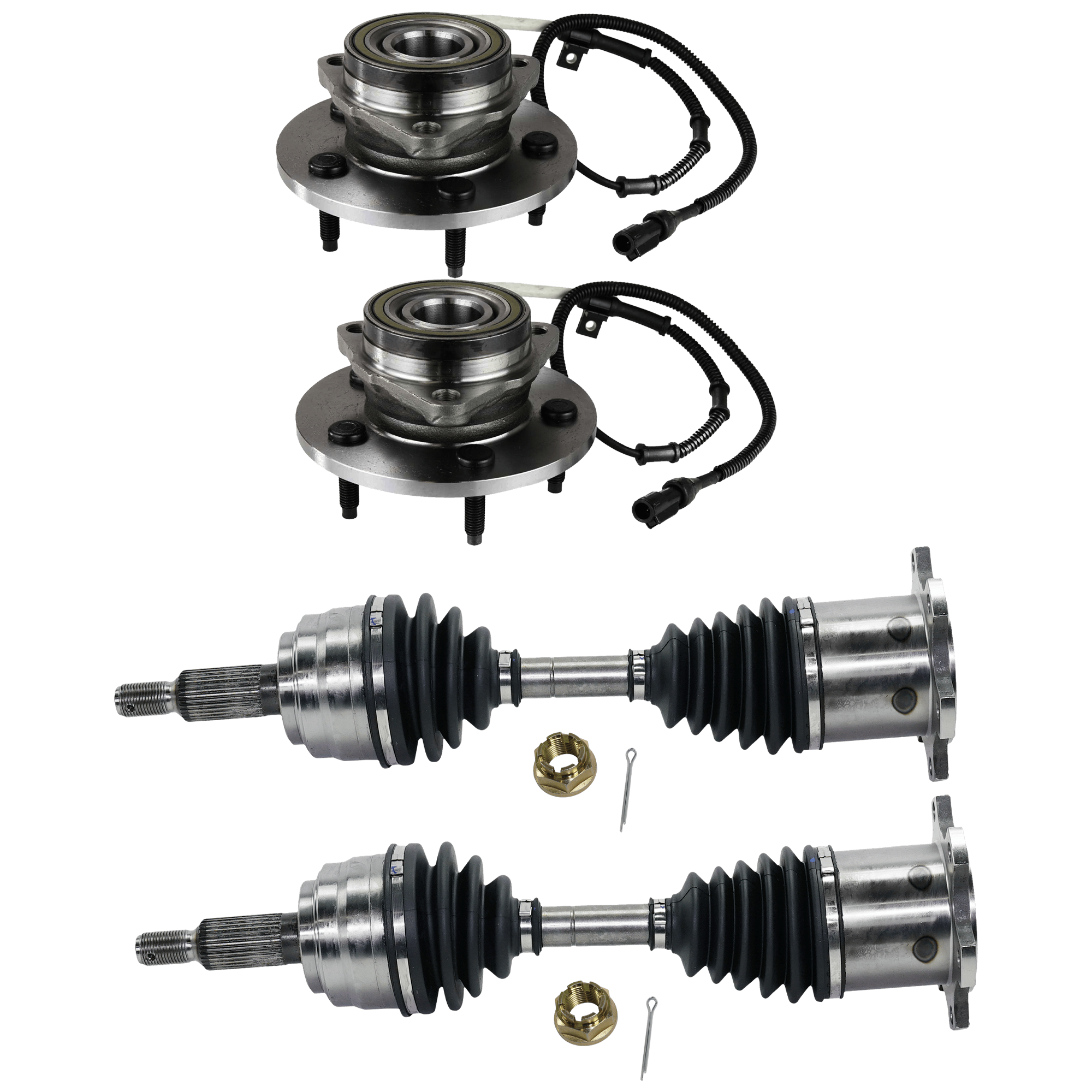 AM EXPEDITION 97-00 NAVIGATOR 98-00 FRONT SUSPENSION KIT RH AND LH 4 pc Kit with Axle Assembly and Wheel Hub SKU KIT 062524-11 OEM XL1Z1104AE