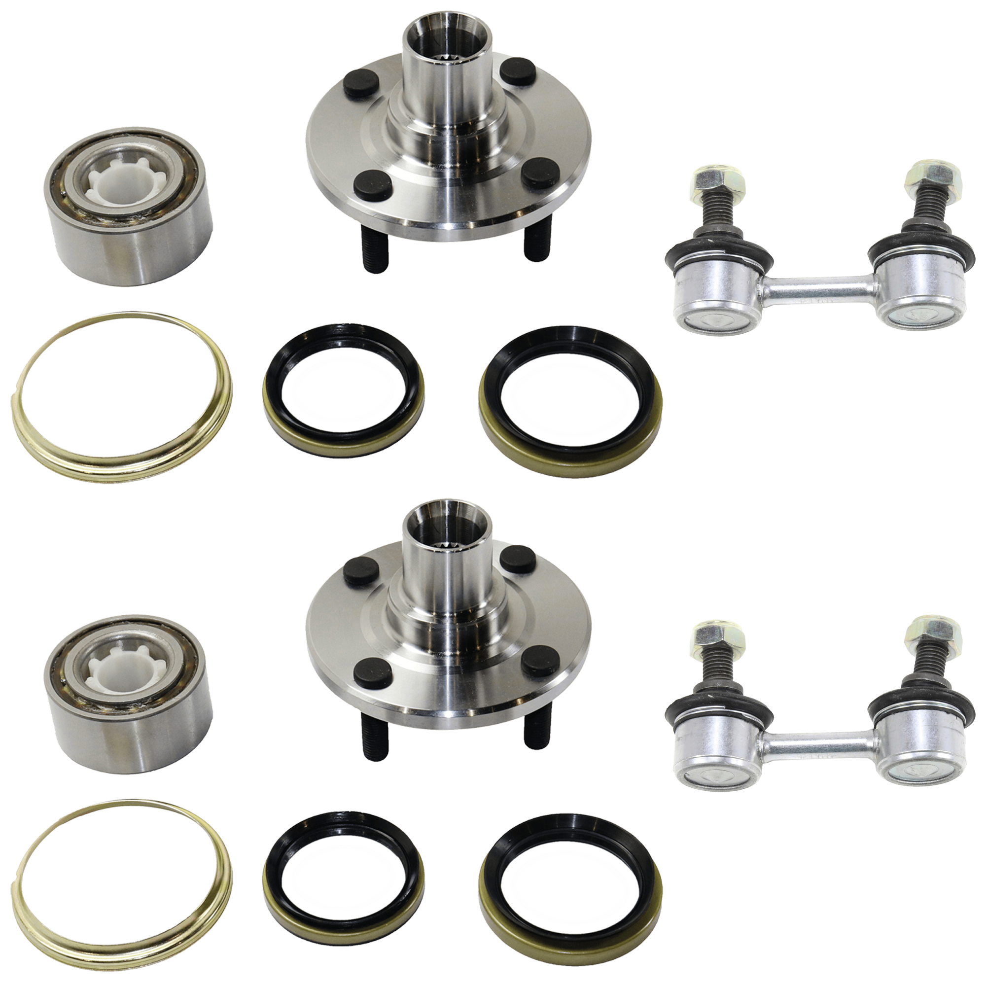 AM COROLLA 93-02 PRIZM 98-02 FRONT SUSPENSION KIT 4 pc Kit with Sway Bar Link and Wheel Hub SKU KIT 062524-29 OEM 18186-656000-1014873-1014875-2