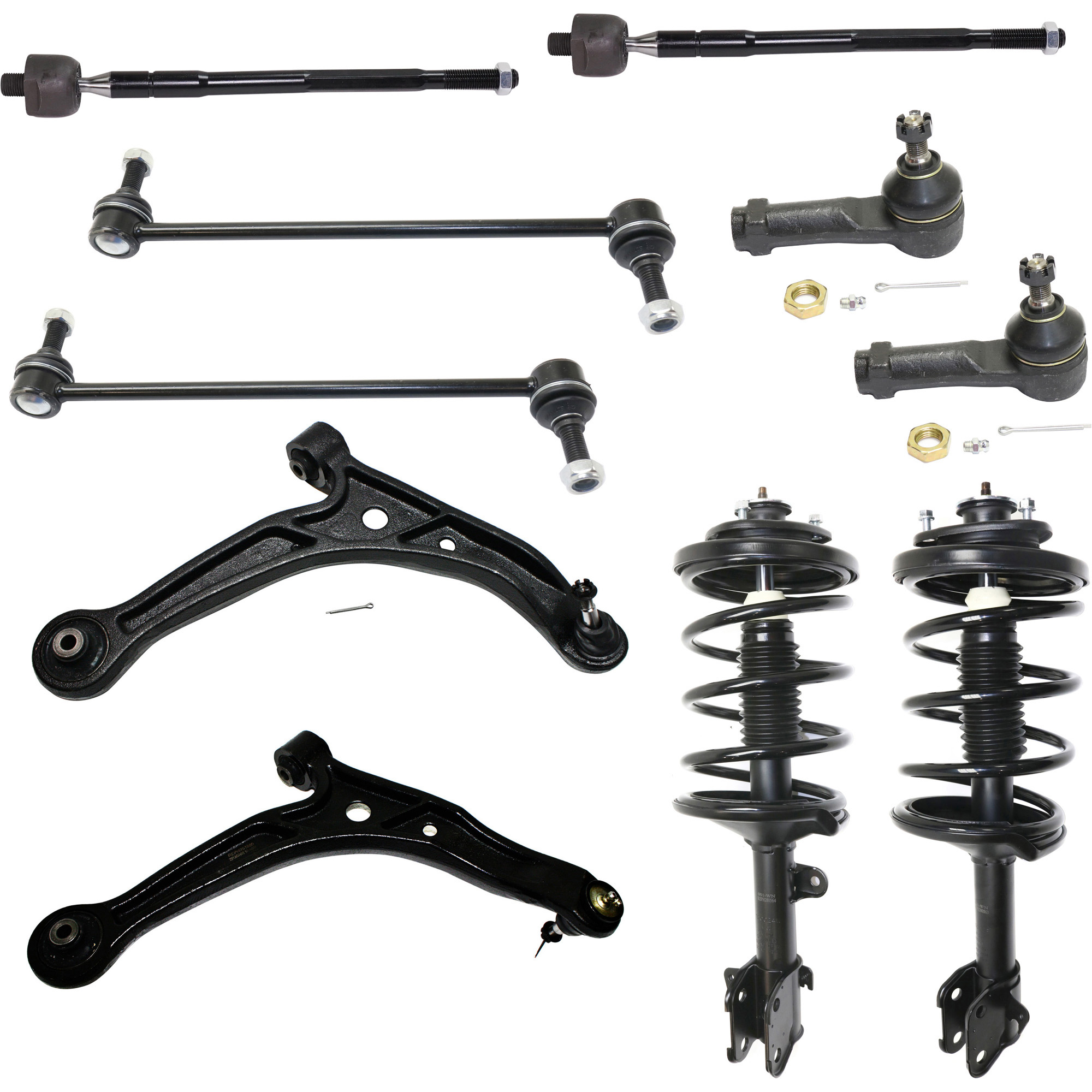 AM ODYSSEY 02-04 FRONT SUSPENSION KIT RH and LH 10 pc Kit with Control Arms Loaded Struts Sway Bar Links and Tie Rod Ends SKU KIT 062621-05 OEM 51360S0XA02-51350S0XA02-51606S