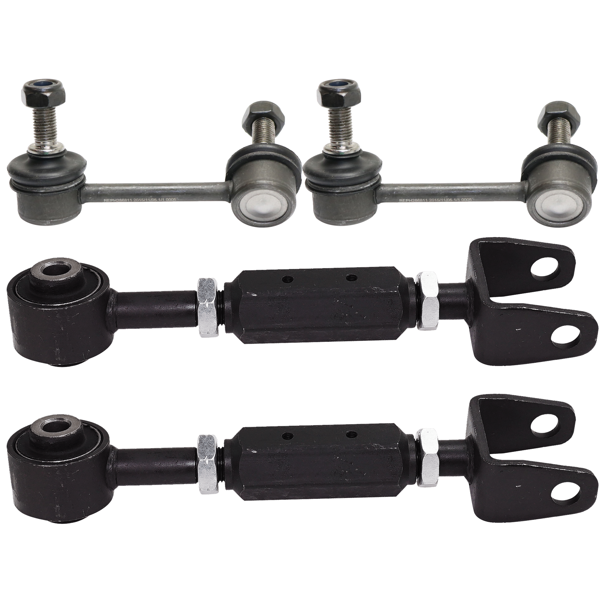 AM CR V 02-06 ELEMENT 03-11 REAR SUSPENSION KIT RH AND LH 4 pc Kit with Control Arm and Sway Bar Link SKU KIT 062624-10 OEM 52390SCVA00-1014893-1880369-26
