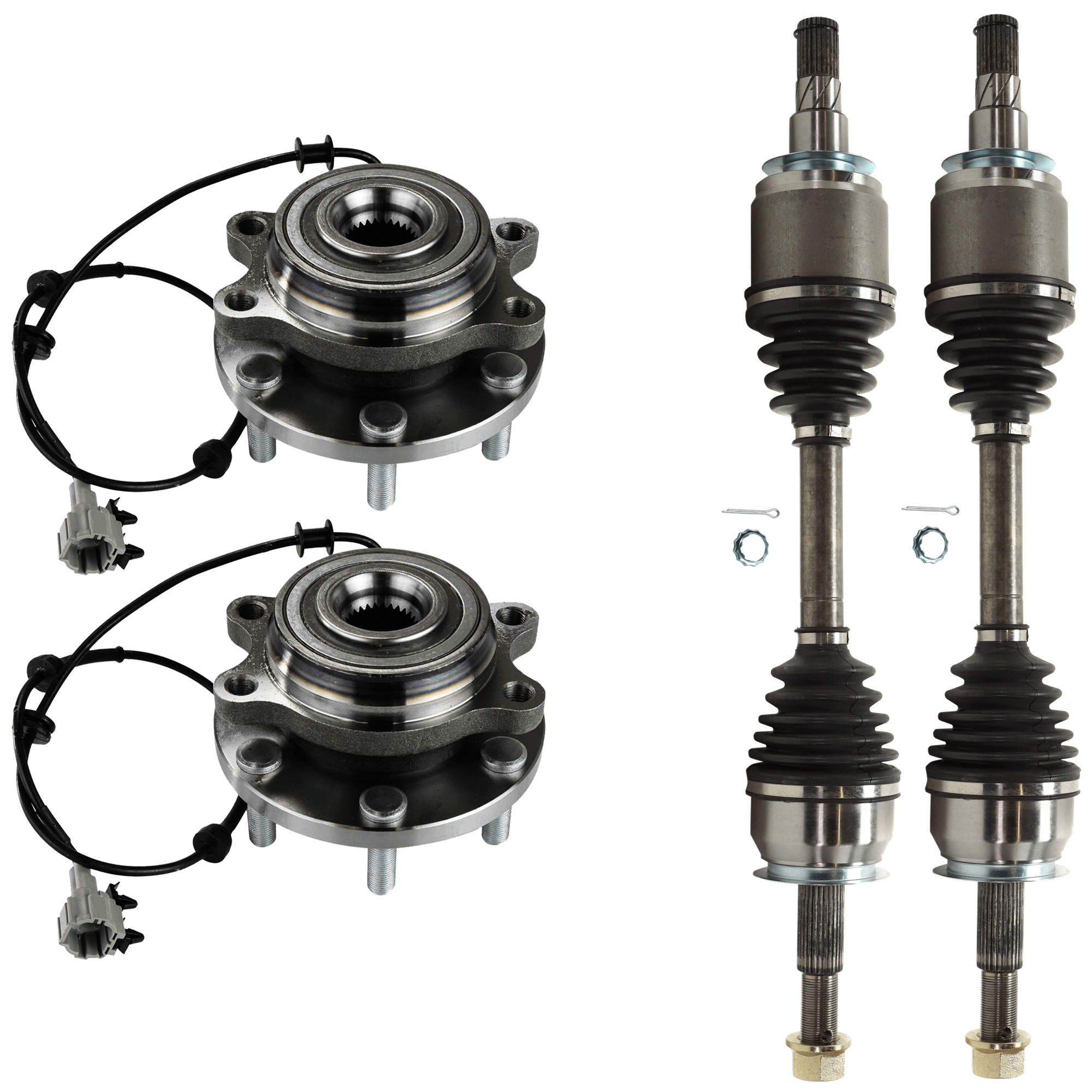 AM FRONTIER 05-19 PATHFINDER 05-12 FRONT SUSPENSION KIT RH AND LH 4 pc Kit with Axle Assembly and Wheel Hub SKU KIT 062624-26 OEM 402024X01A 4342082Z30