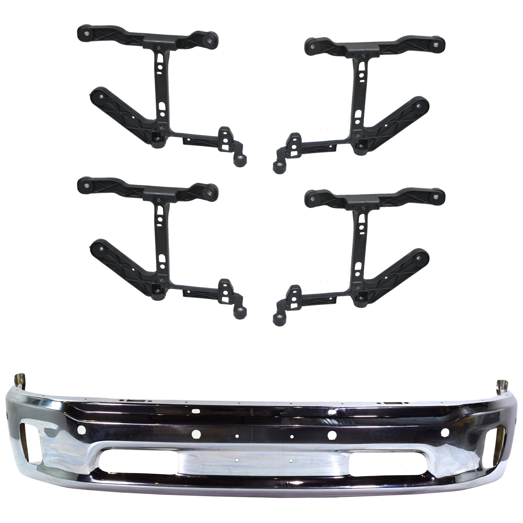 AM RAM 1500-14-18-1500 Classic 19-22 FRONT BUMPER Lower 3 piece kit Chrome with Bumper Bracket SKU KIT 062624 C02 Partslink CH1002402 CH1061108 OEM 68160857AA 68232454AA