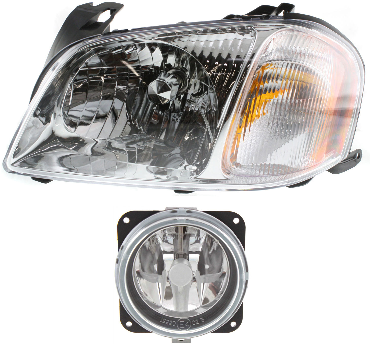 AM TRIBUTE 01-04 HEAD LAMP LH with Bulb 2 pc Kit with Fog Light SKU KIT 062717-10 OEM EC0151040L EC0251680 PFM
