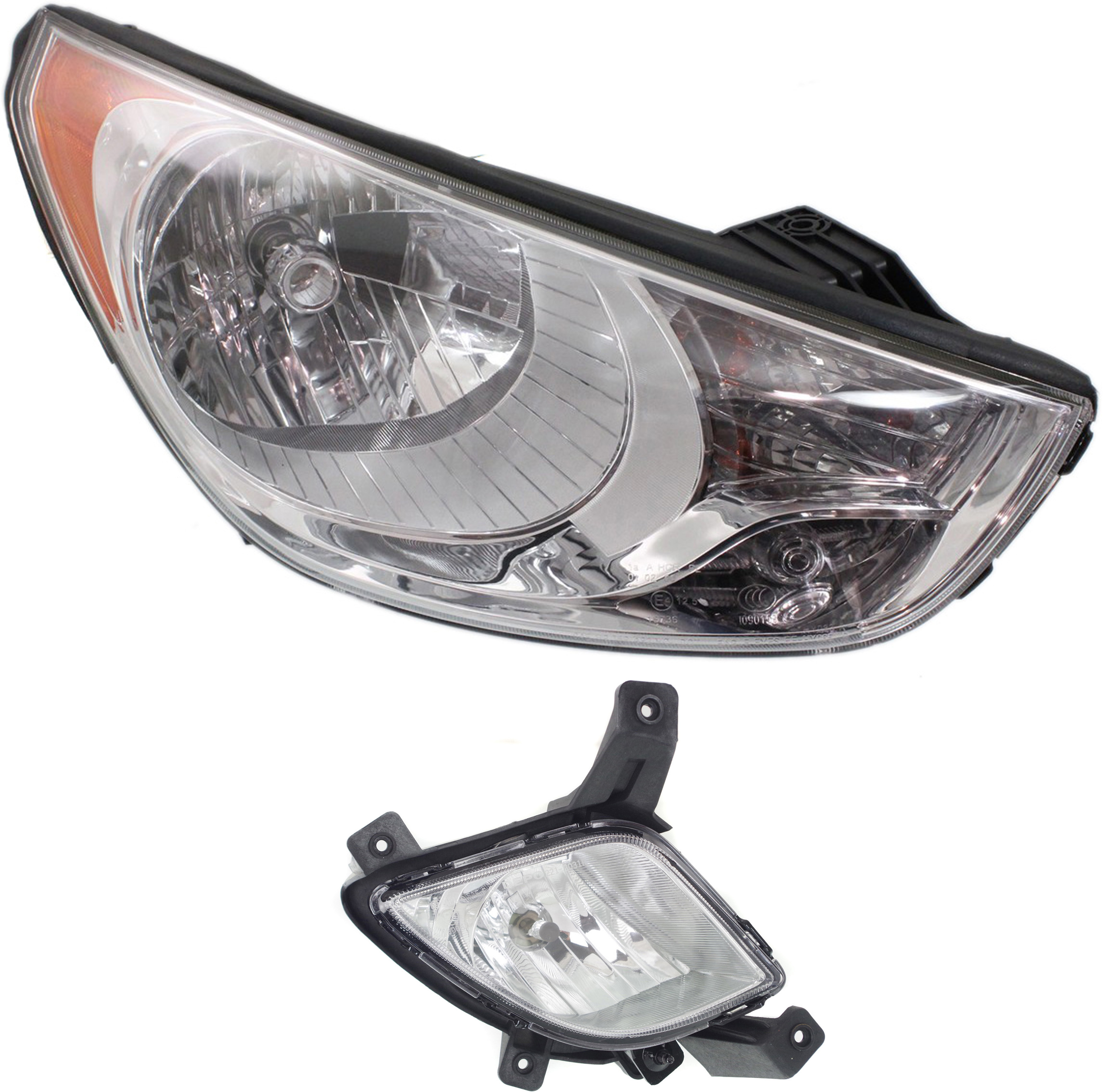 AM TUCSON 10-13 HEAD LAMP RH Assembly Halogen 2 pc Kit with Fog Light SKU KIT 062717-13 Partslink HY2503158 HY2593136 OEM 921022S050-922022S000
